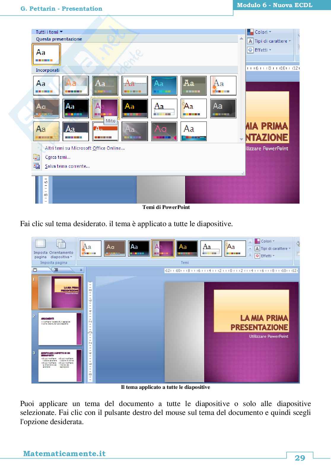 Nuova ECDL modulo 6: Presentation Pag. 31