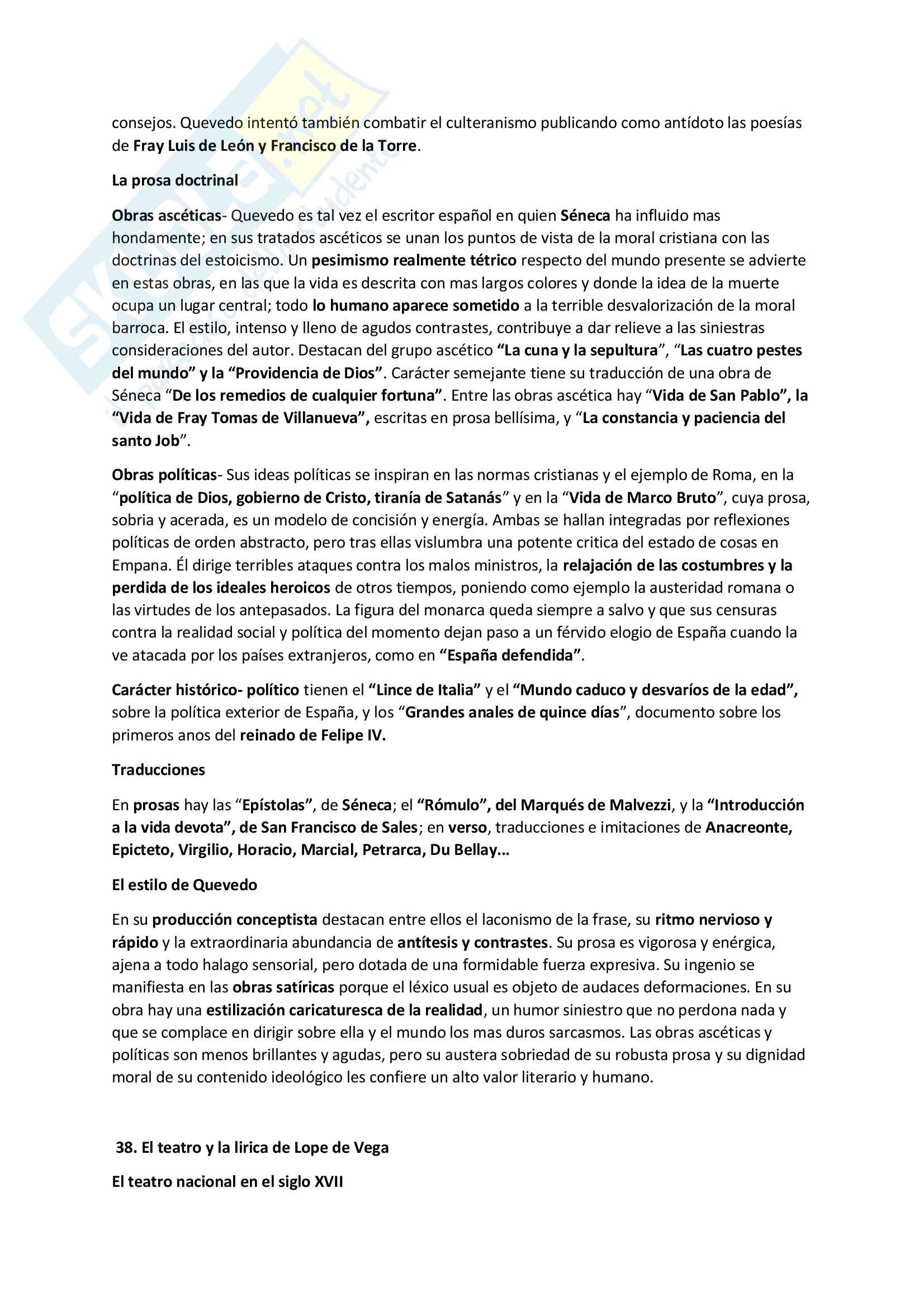 Riassunto esame Letteratura spagnola, prof. Resta, libro consigliato Historia de la Literatura Espanola, Vives (Siglo XVII) Pag. 21