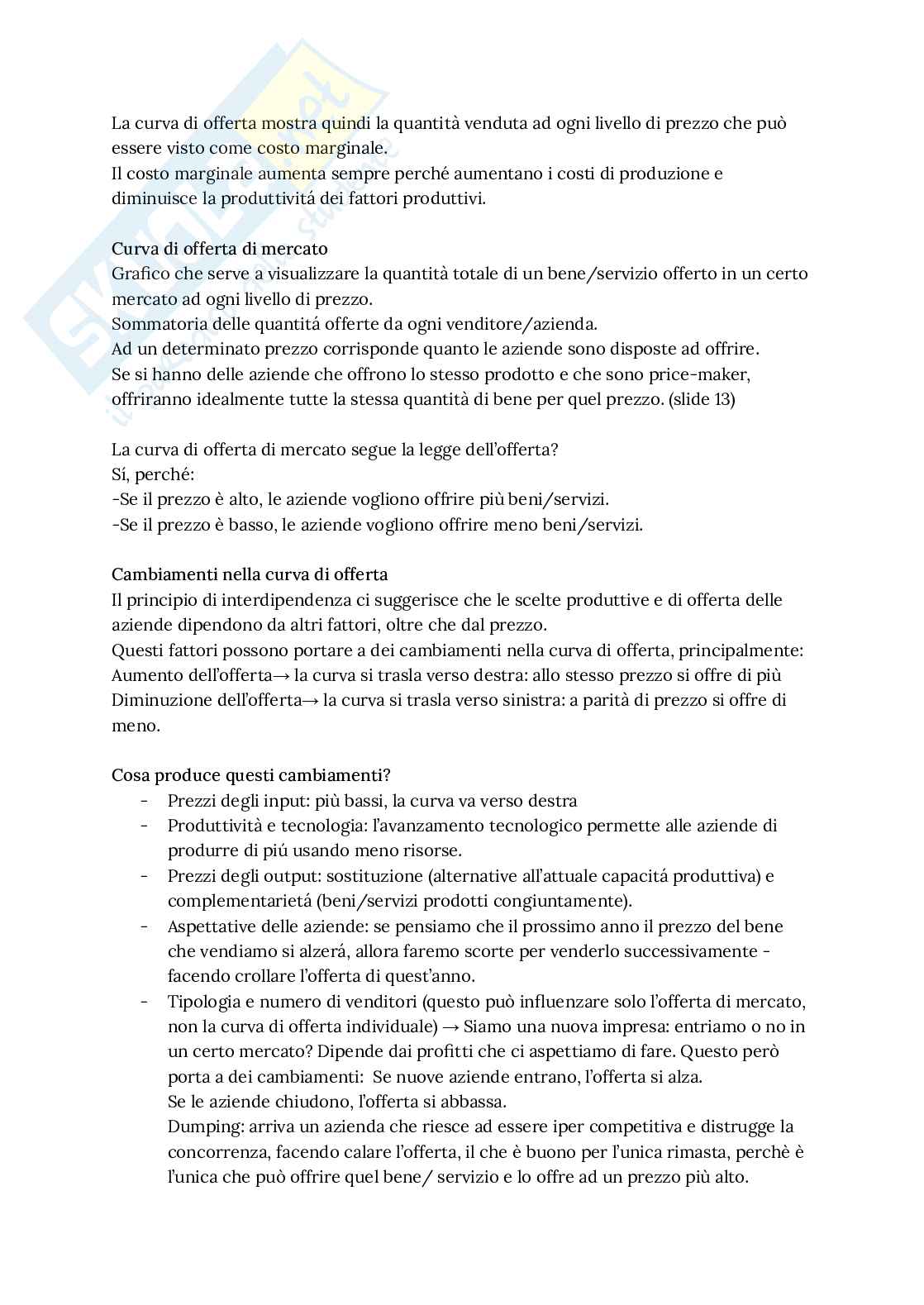 Riassunto esame Istituzioni di economia politica, Prof. Ferretti Fabrizio, libro consigliato Principi di economia (prima edizione italiana)  , Stevenson, Wolfers Pag. 11