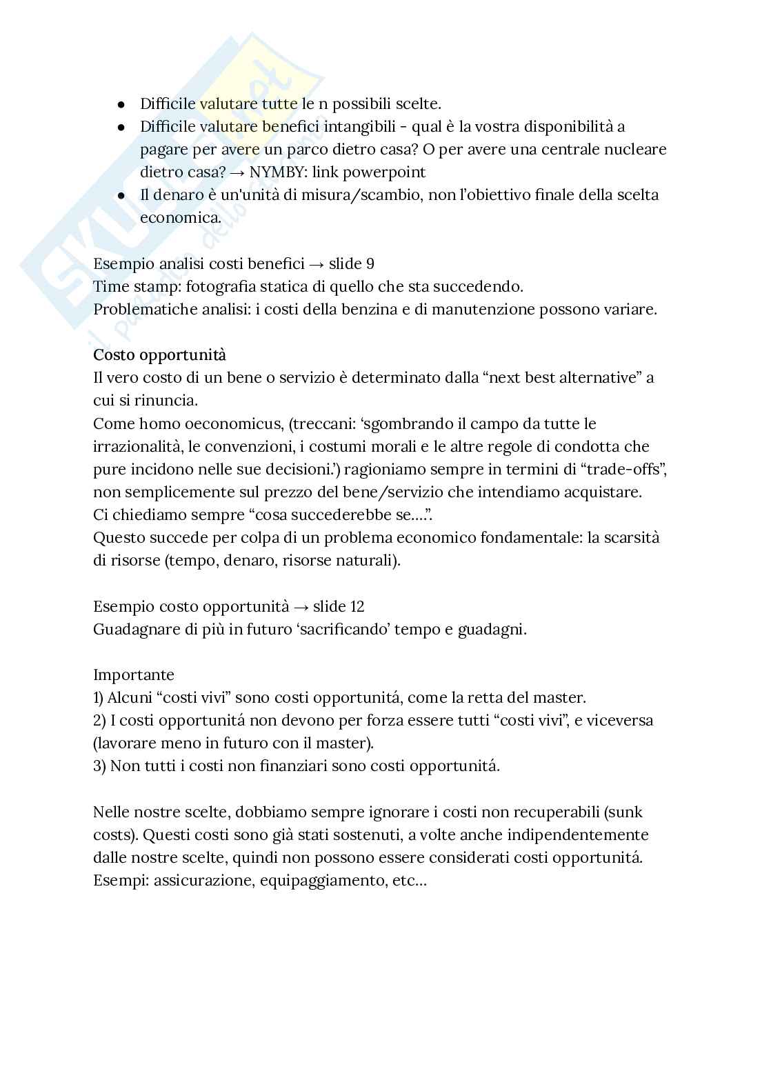 Riassunto esame Istituzioni di economia politica, Prof. Ferretti Fabrizio, libro consigliato Principi di economia (prima edizione italiana)  , Stevenson, Wolfers Pag. 2