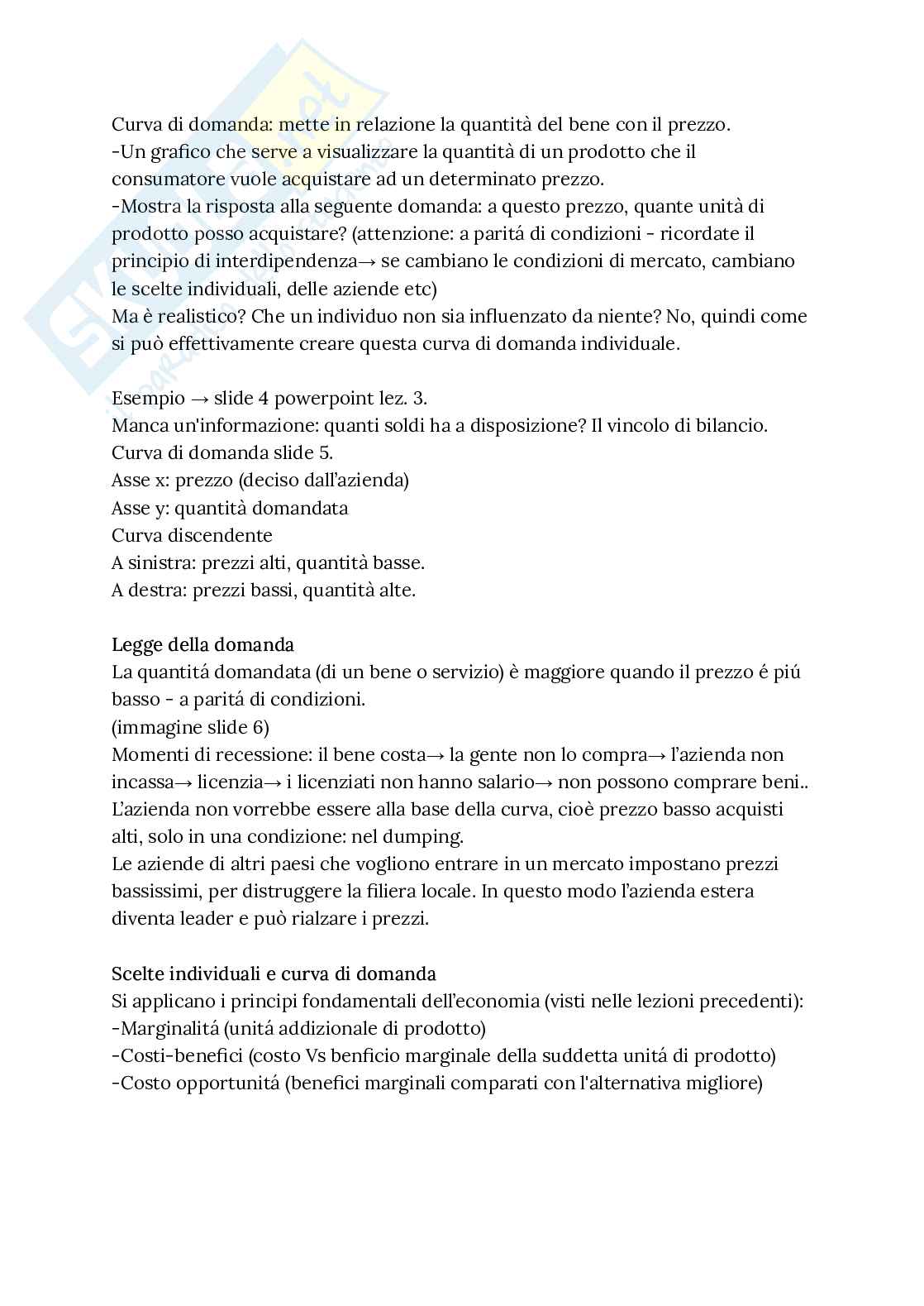 Riassunto esame Istituzioni di economia politica, Prof. Ferretti Fabrizio, libro consigliato Principi di economia (prima edizione italiana)  , Stevenson, Wolfers Pag. 6