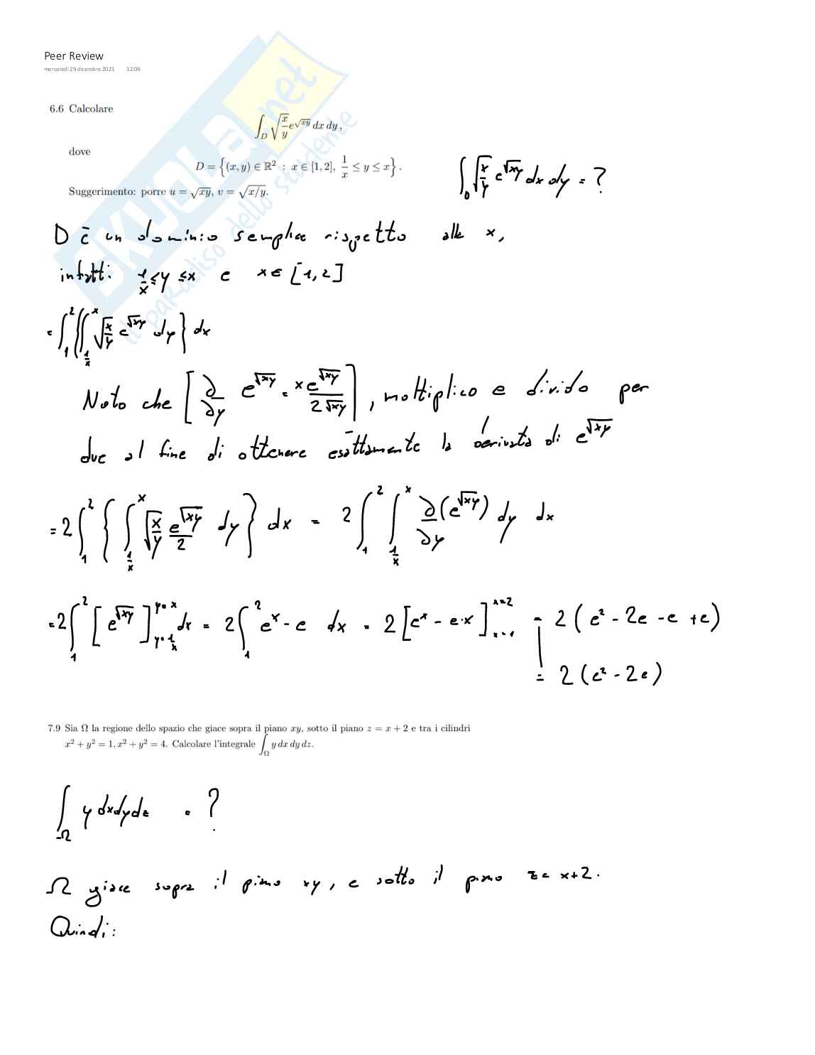 Peer Review Fondamenti di analisi matematica e probabilità Pag. 1