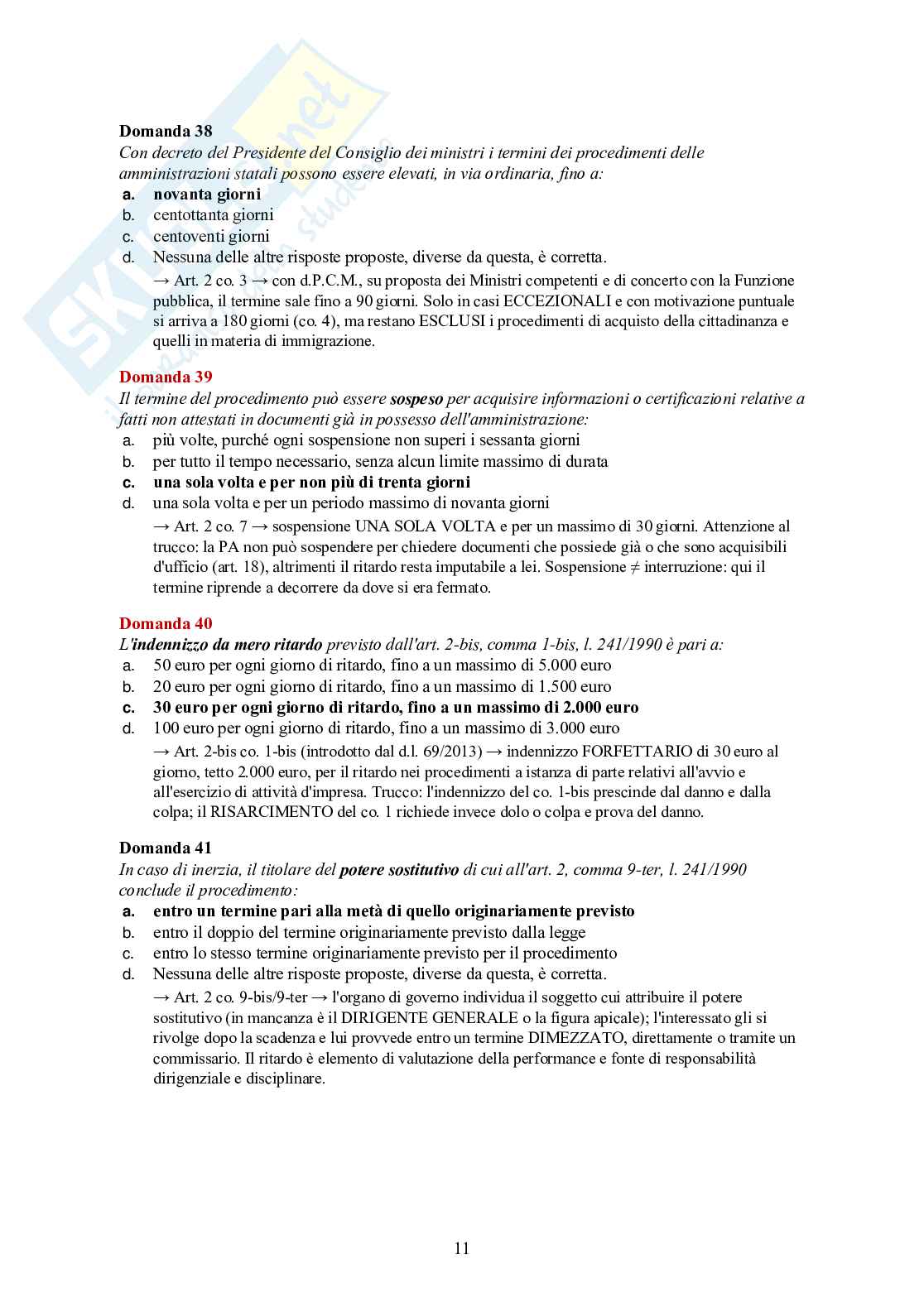 Diritto amministrativo – 120 crocette commentate (l. 241/1990, appalti, TAR) Pag. 11