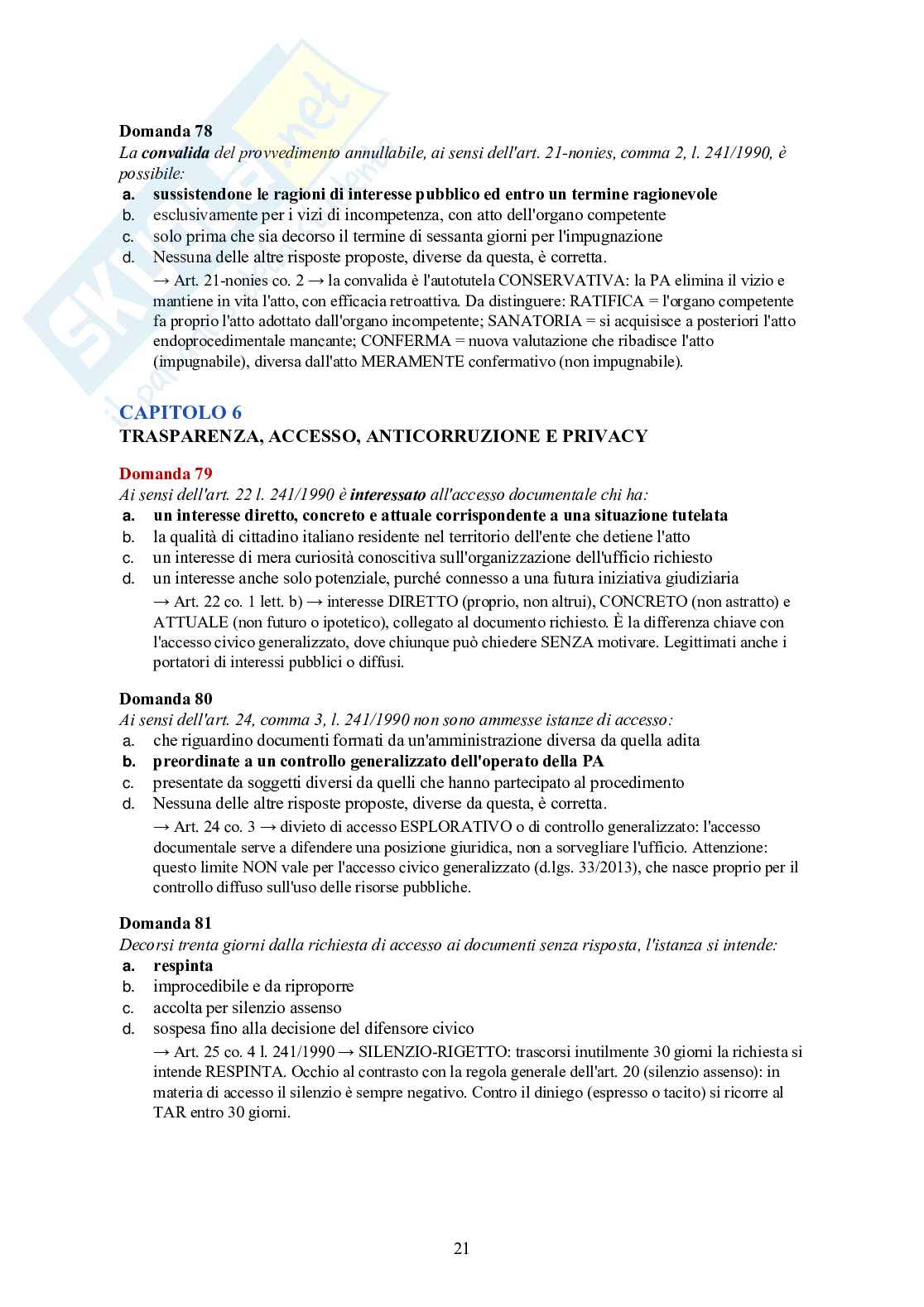 Diritto amministrativo – 120 crocette commentate (l. 241/1990, appalti, TAR) Pag. 21
