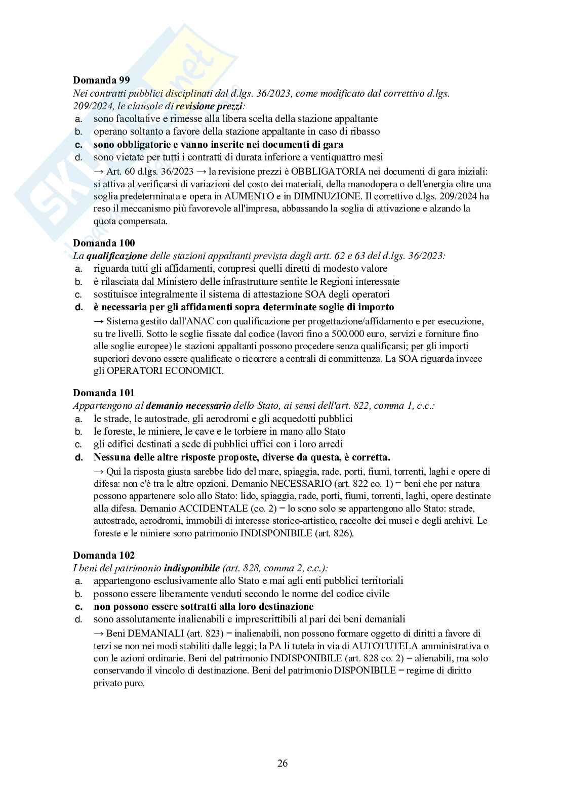 Diritto amministrativo – 120 crocette commentate (l. 241/1990, appalti, TAR) Pag. 26