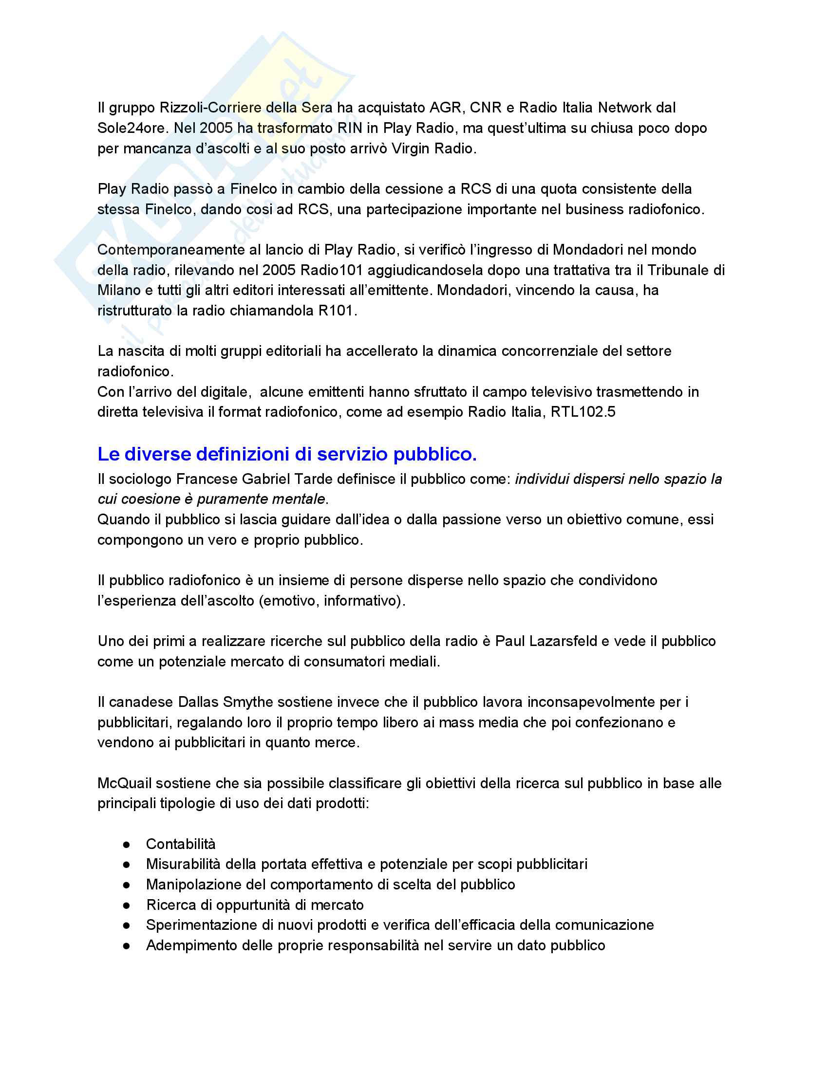 Riassunto esame Comunicazione Radiofonica, Bonini, libro consigliato La radio in Italia, Bonini Pag. 11