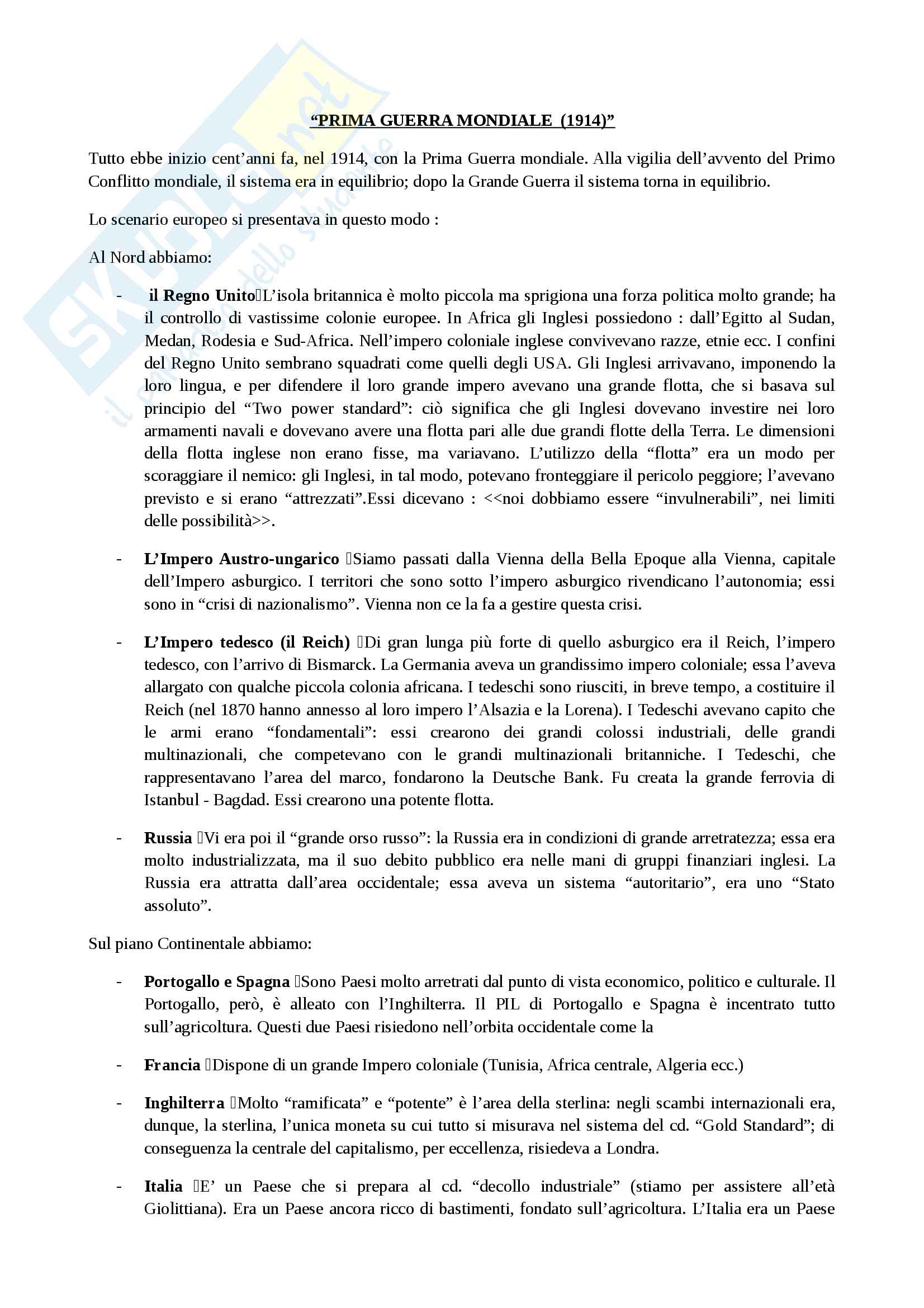 Storia delle relazioni internazionali Pag. 1
