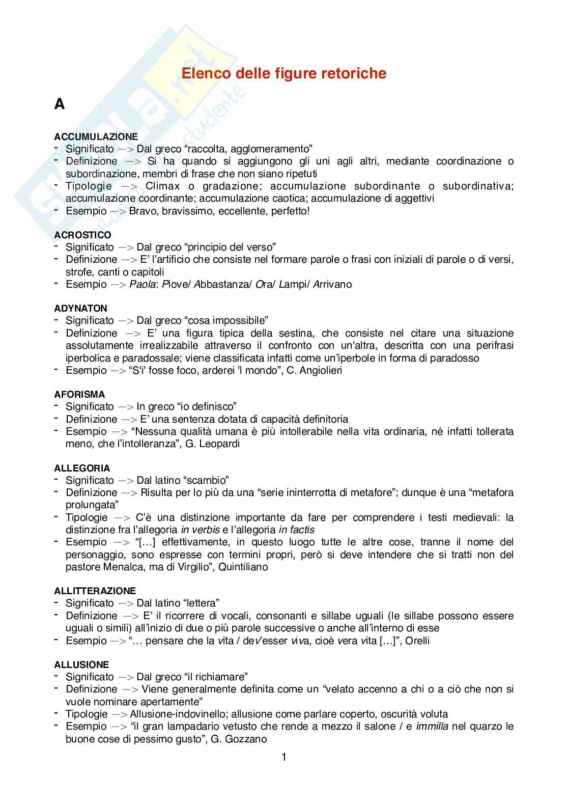 Dizionario delle figure retoriche Pag. 1