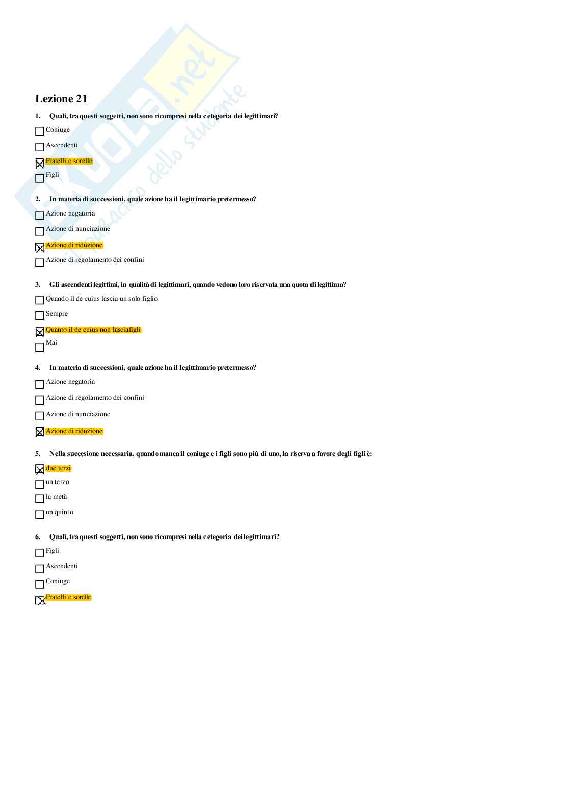 paniere diritto privato - risposte multiple Pag. 21
