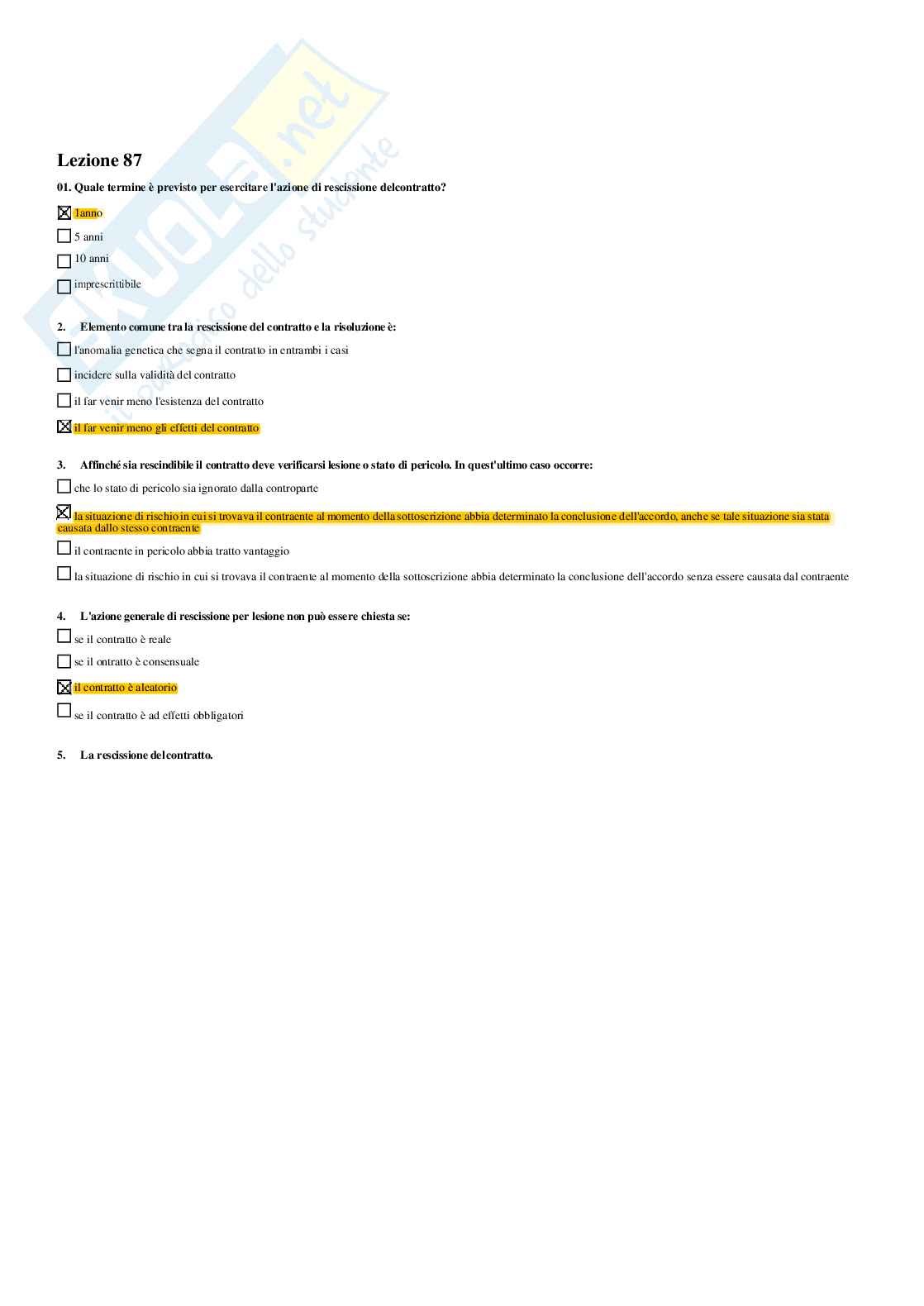 paniere diritto privato - risposte multiple Pag. 86