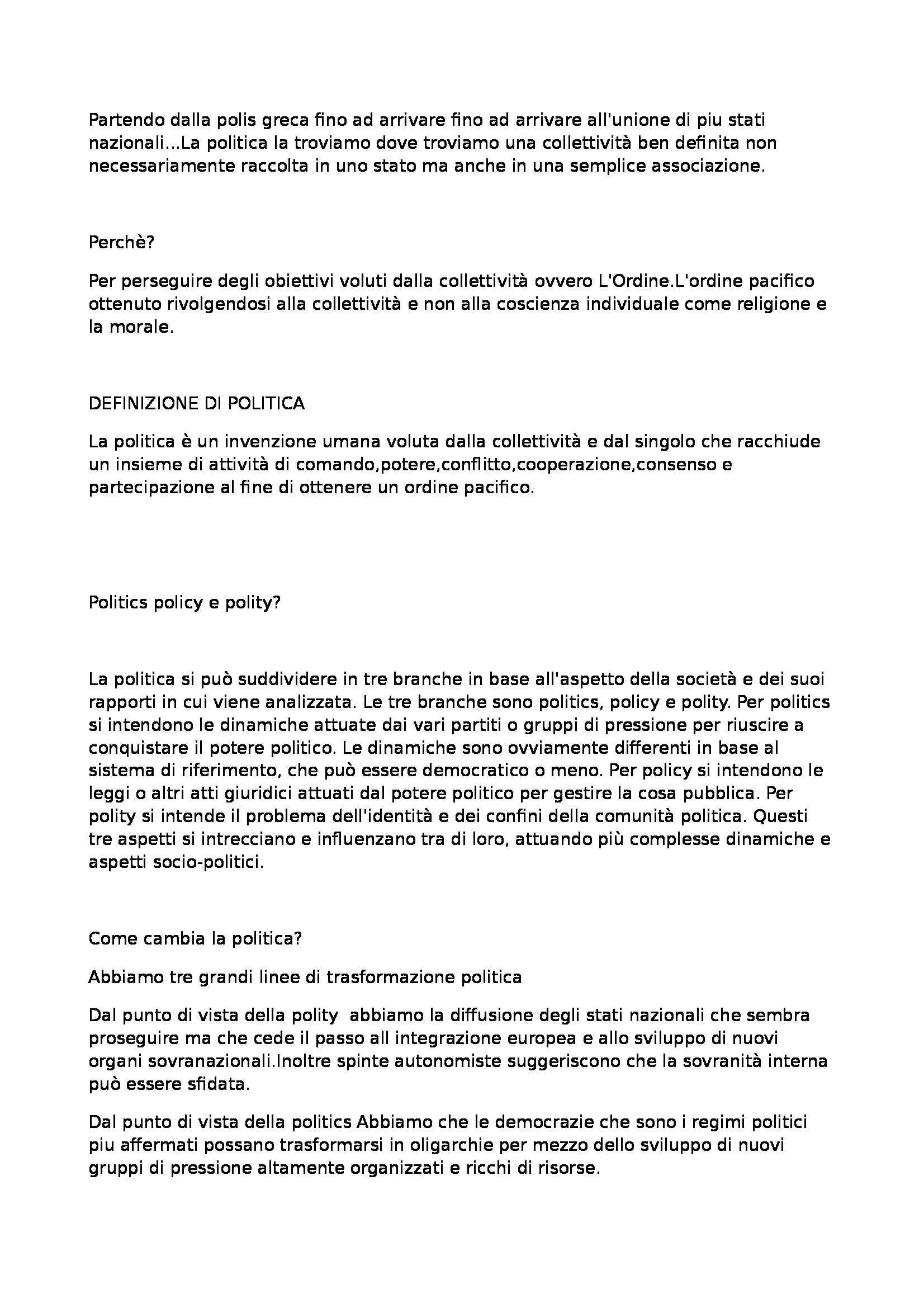 Riassunto esame Scienza politica, prof. Montesanti Pag. 2