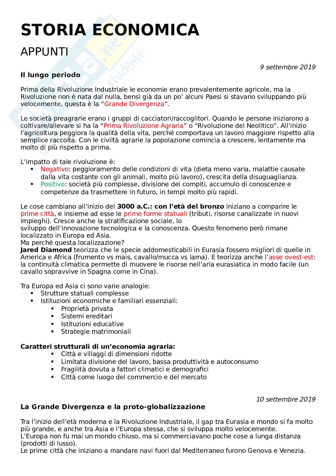 Appunti di Storia economica Pag. 1