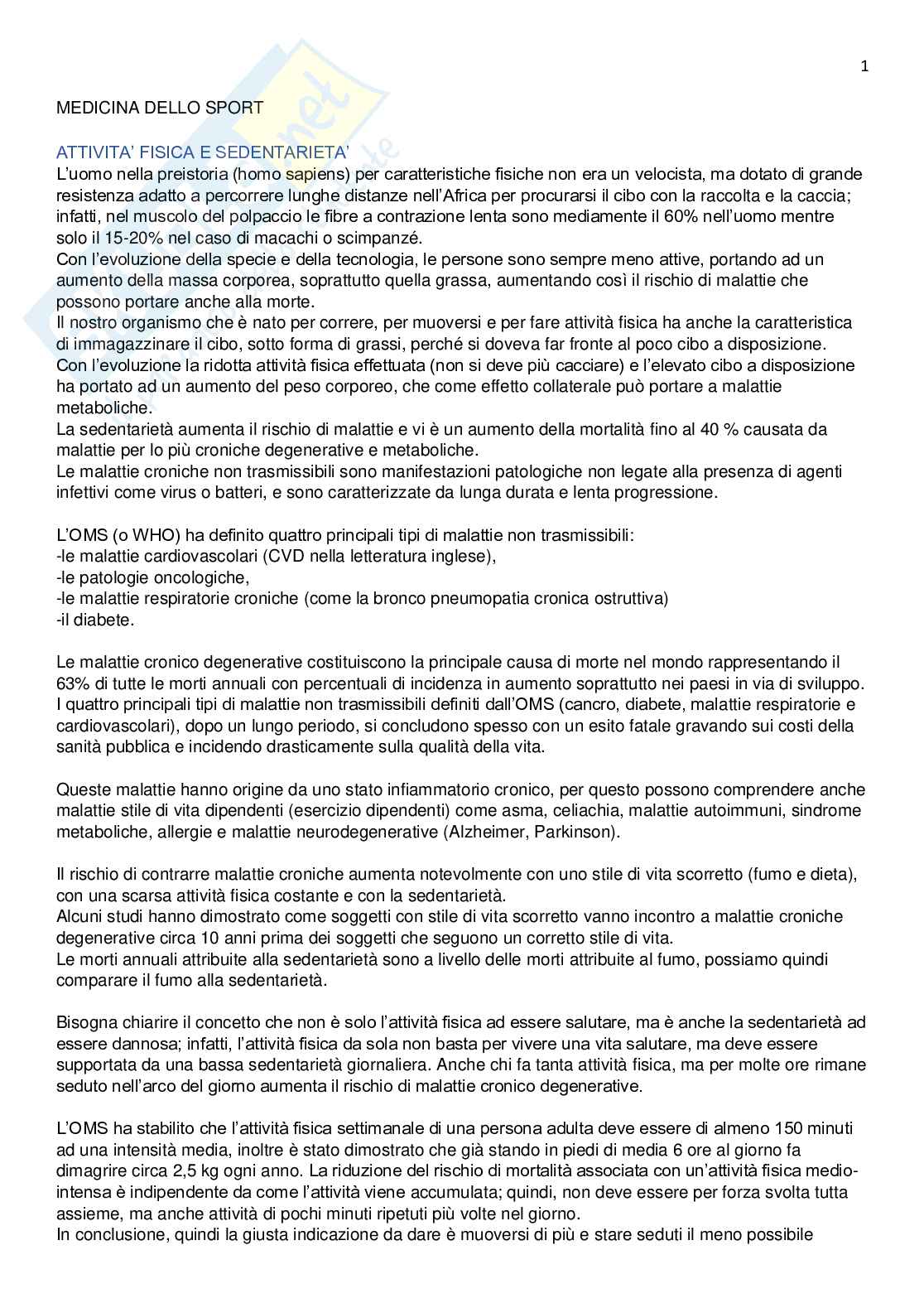 Medicina dello sport Pag. 1