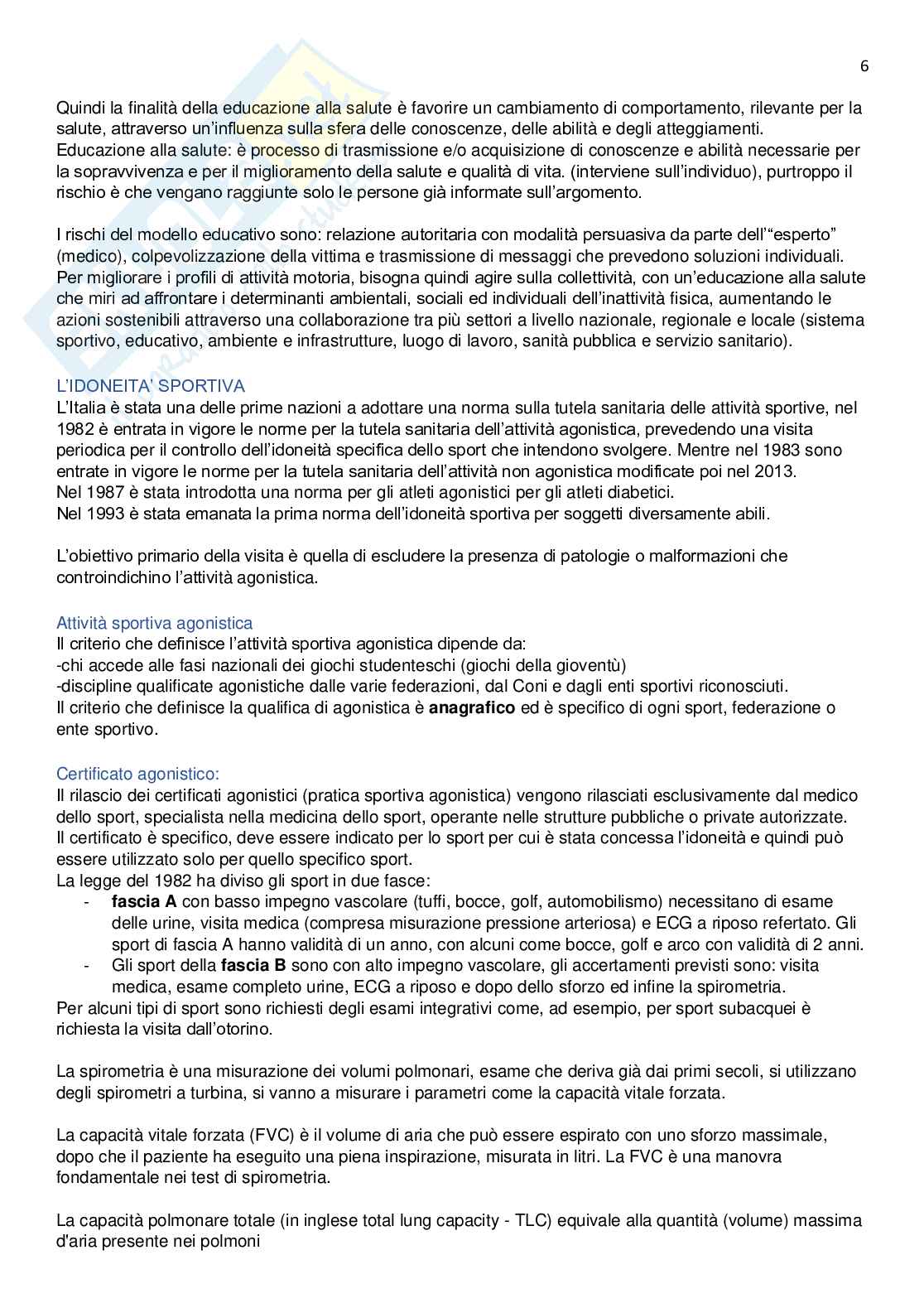 Medicina dello sport Pag. 6