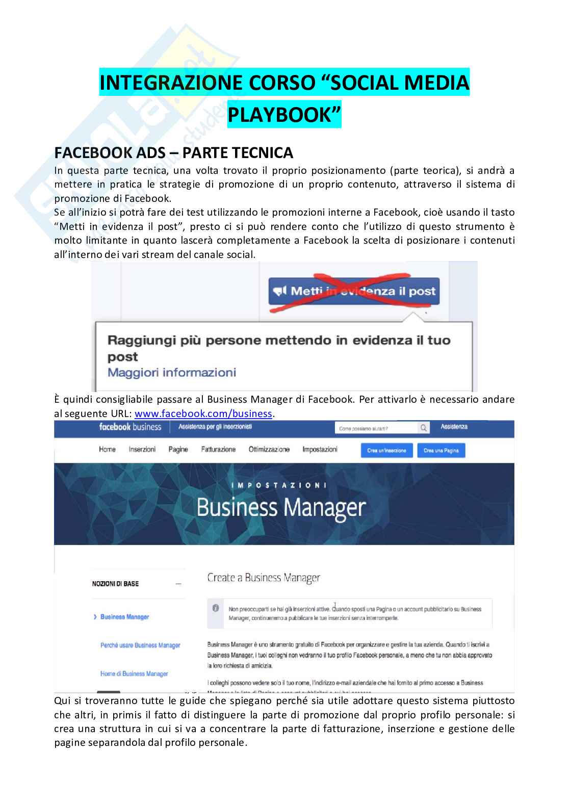 Esercitazione sulla parte ADV del Corso Marco Montemagno "Social Media Playbook" Pag. 1