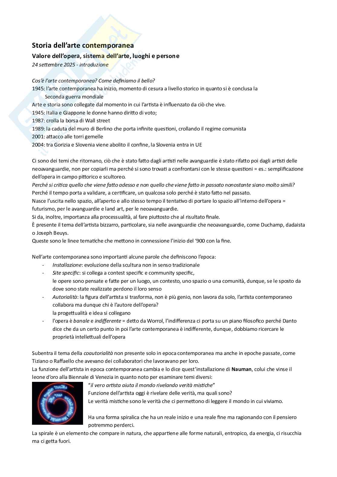 Appunti Storia dell’arte contemporanea Pag. 1