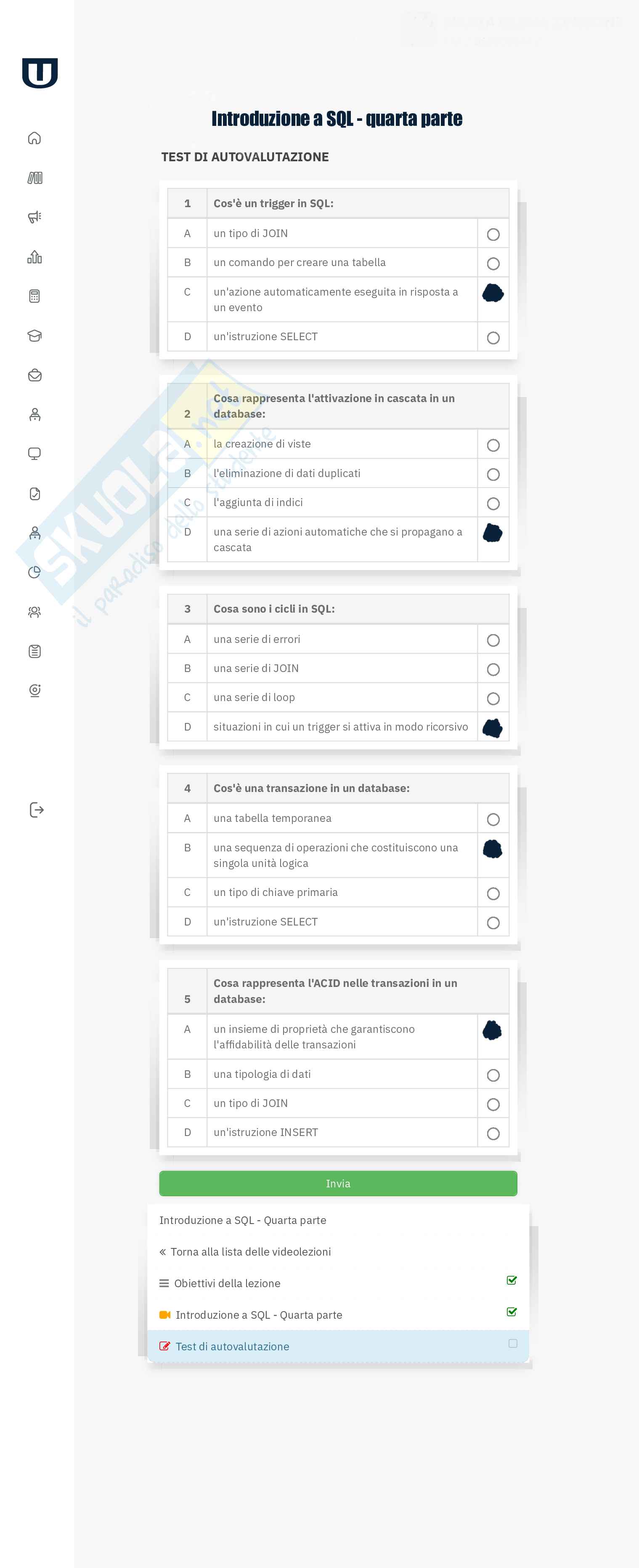 Test di fine corso Metodi di valutazione, gestione dei dati e della conoscenza, applicati alle attività motorie Pag. 11