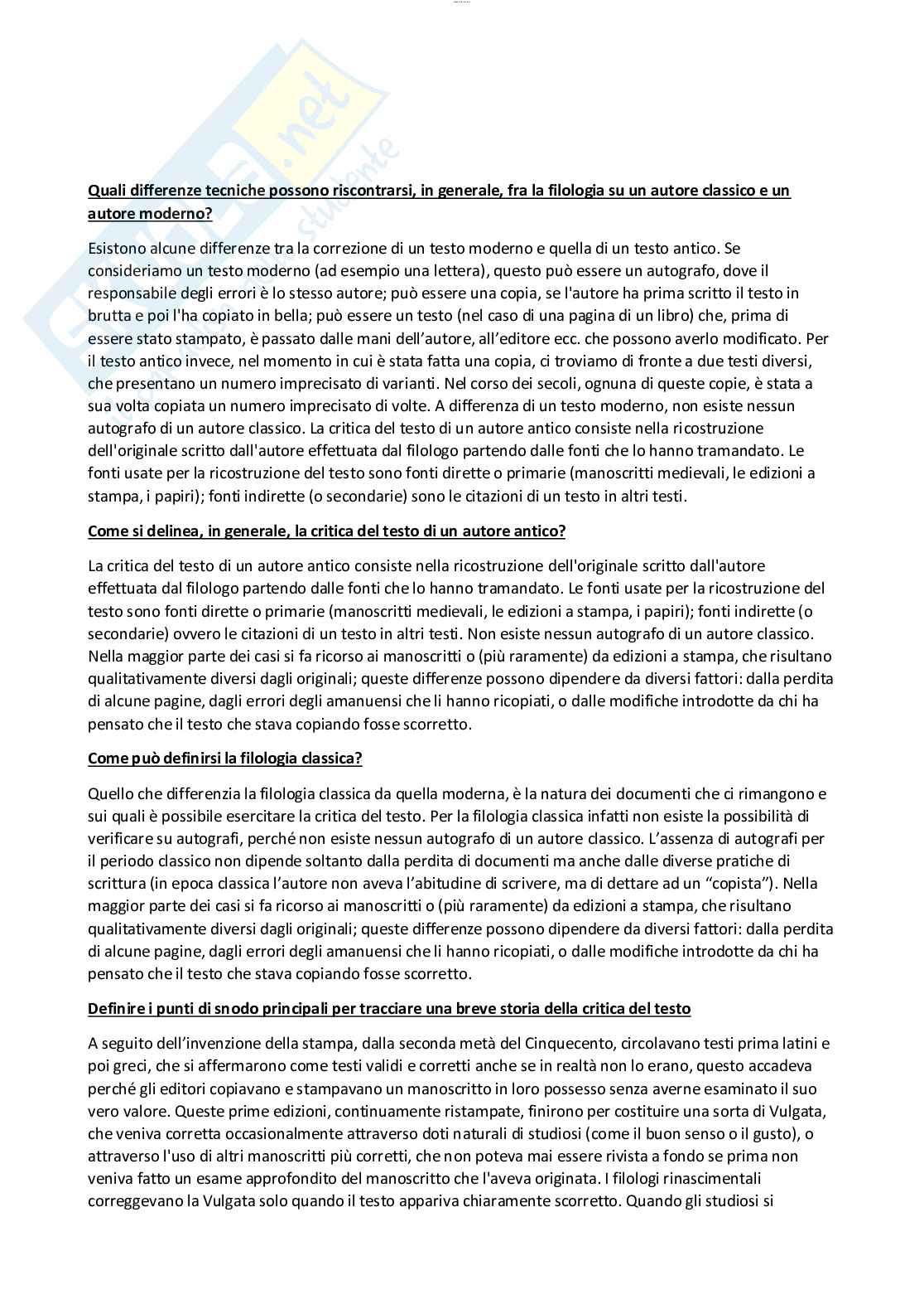 Risposte domande aperte di Filologia classica aggiornate al 2023 Pag. 6