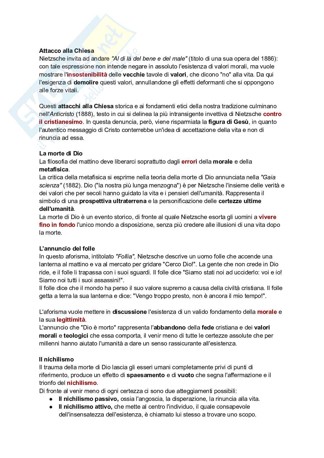 Friedrich Nietzsche: nichilismo, oltre-uomo e volontà di potenza Pag. 6
