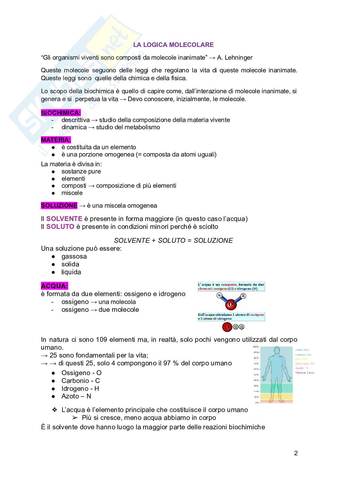Biochimica generale e dello sport Pag. 2