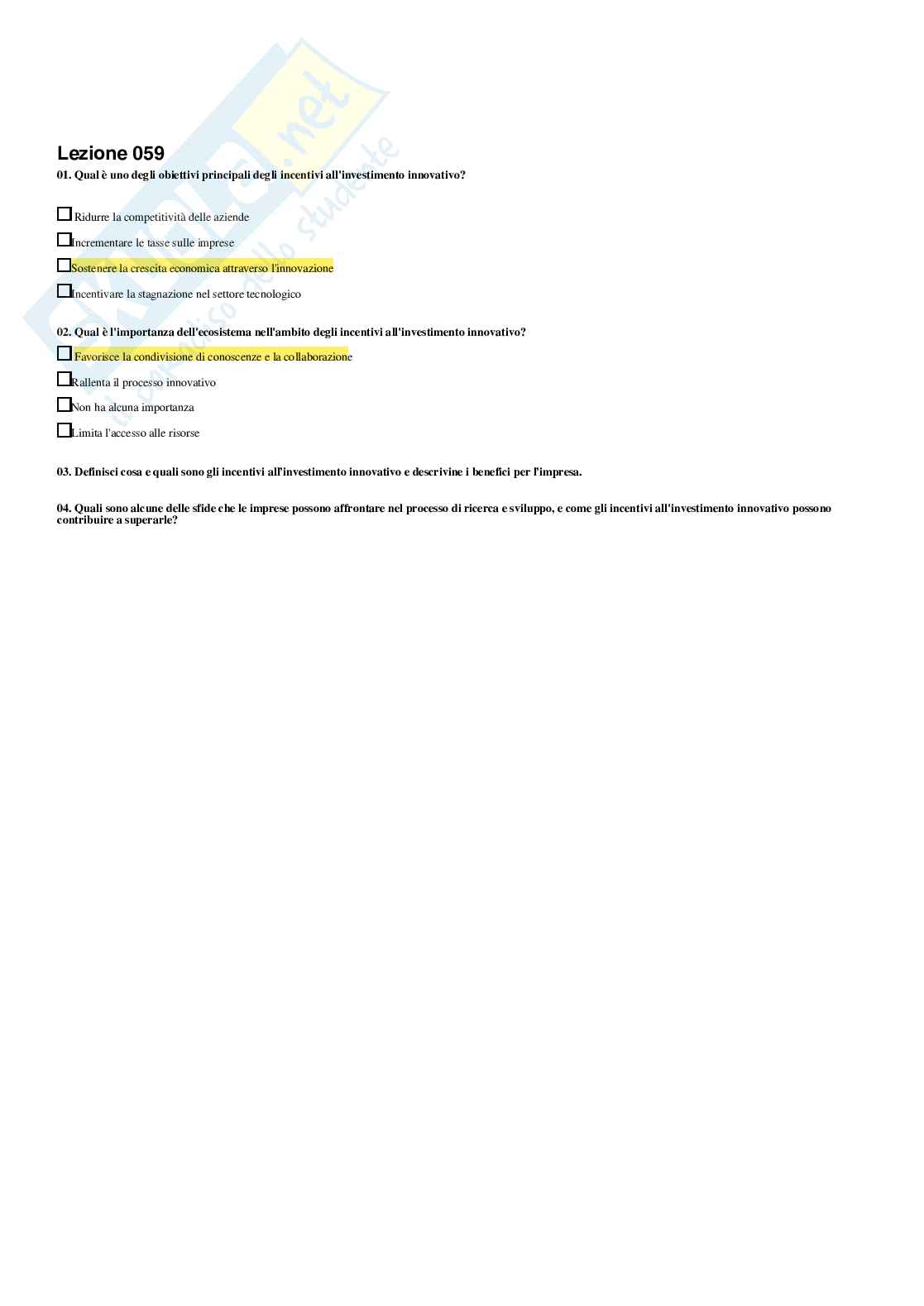 Economia e gestione delle imprese – Paniere risposte chiuse completo (225 quiz) – Università Ecampus – A.A. 2025/2026 Pag. 61