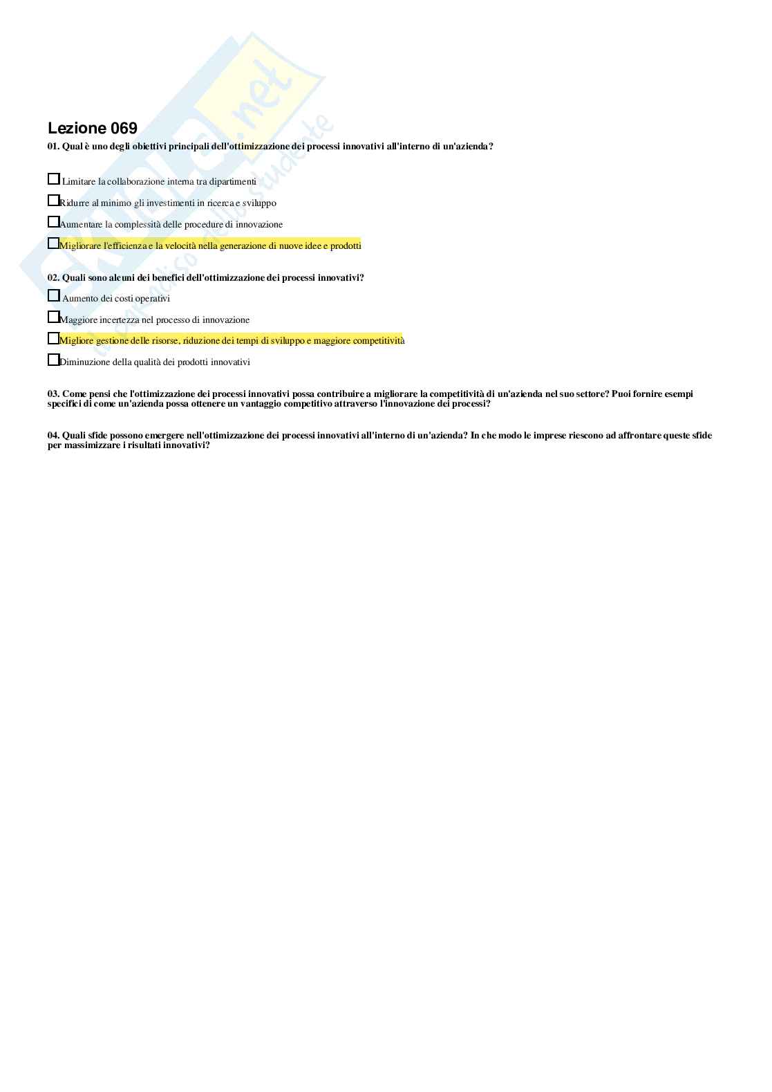 Economia e gestione delle imprese – Paniere risposte chiuse completo (225 quiz) – Università Ecampus – A.A. 2025/2026 Pag. 71