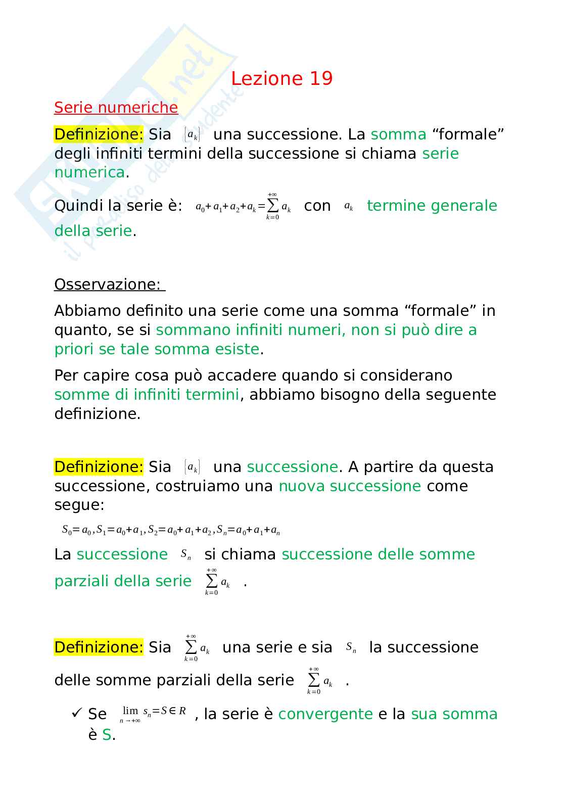 Convergenza Semplice E Assoluta Di Una Serie