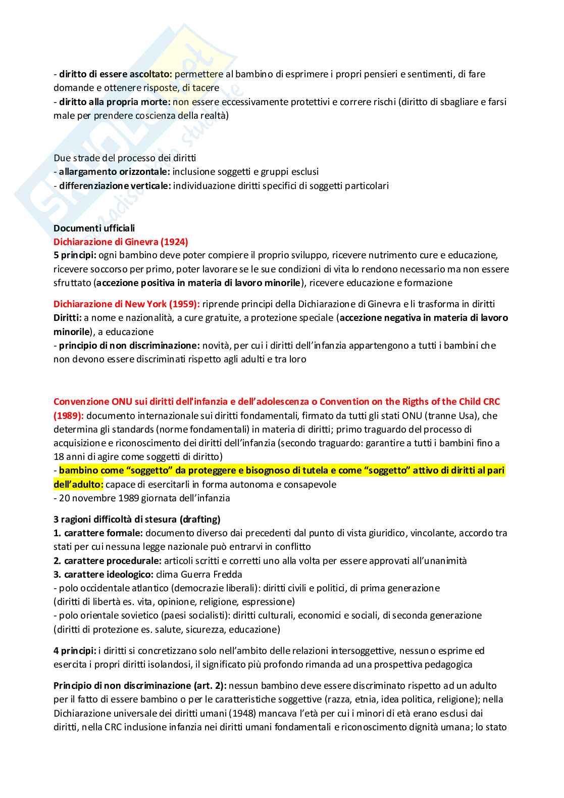 Pedagogia dell'infanzia (B024367) - Schemi, diritti dell'infanzia e autori | SFP Notes Vol. 05 Pag. 2