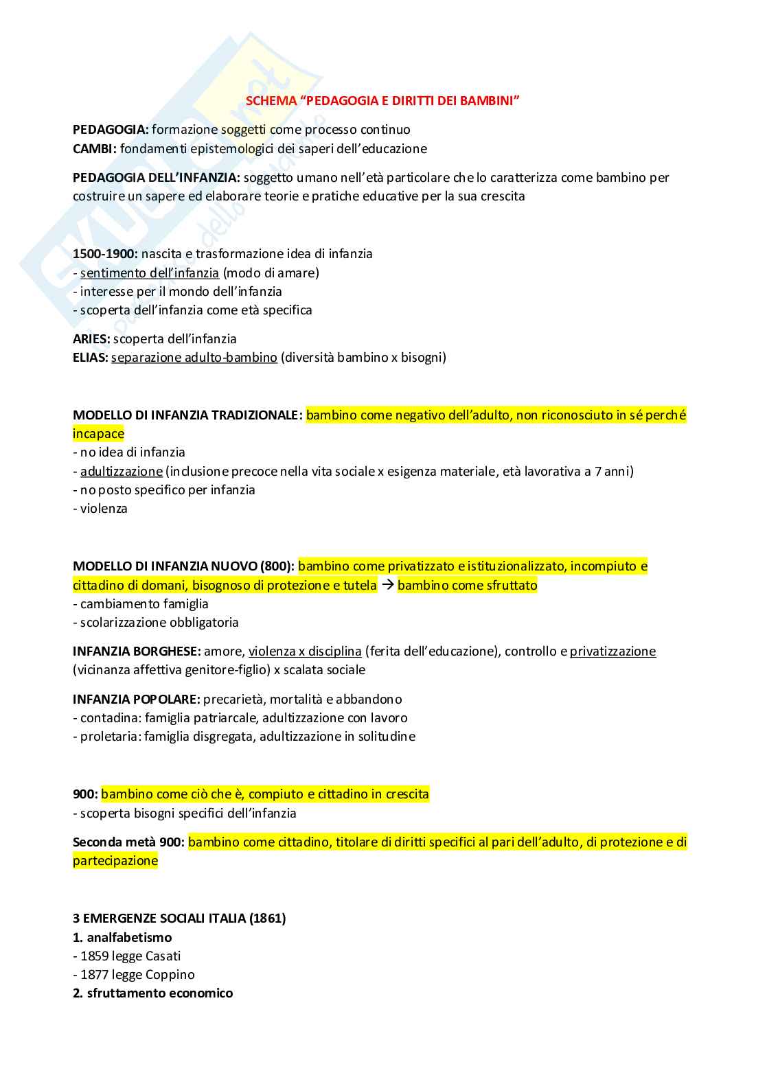 Pedagogia dell'infanzia (B024367) - Schemi, diritti dell'infanzia e autori | SFP Notes Vol. 05 Pag. 6