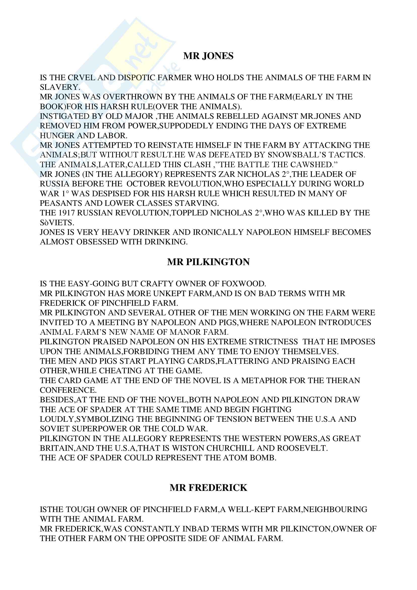 Inglese 2 - Fattoria degli animali in inglese - Sintesi Pag. 1
