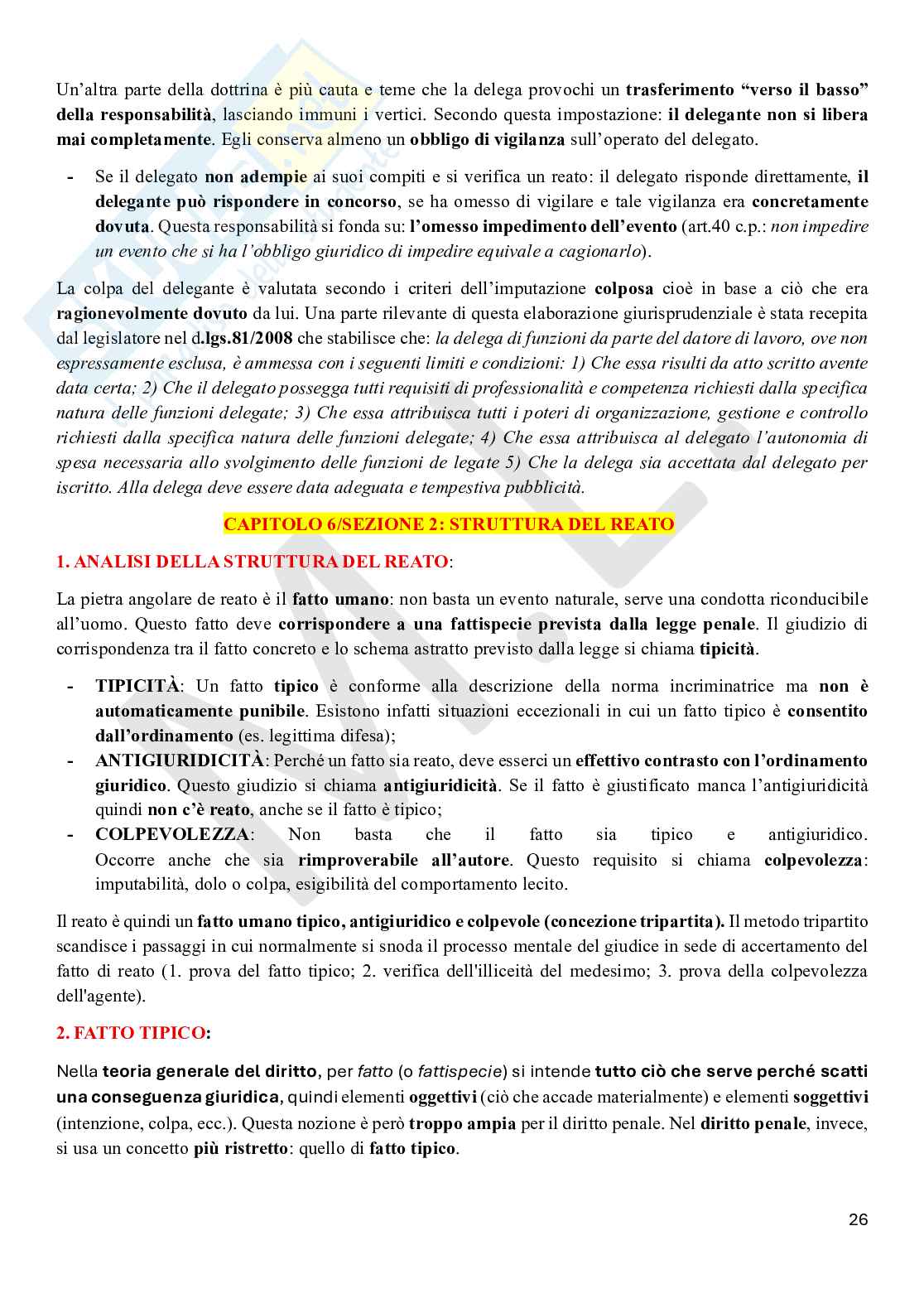 Riassunto esame Diritto penale , Prof. Schiaffo Francesco, libro consigliato Manuale di diritto penale, Fiandaca Pag. 26