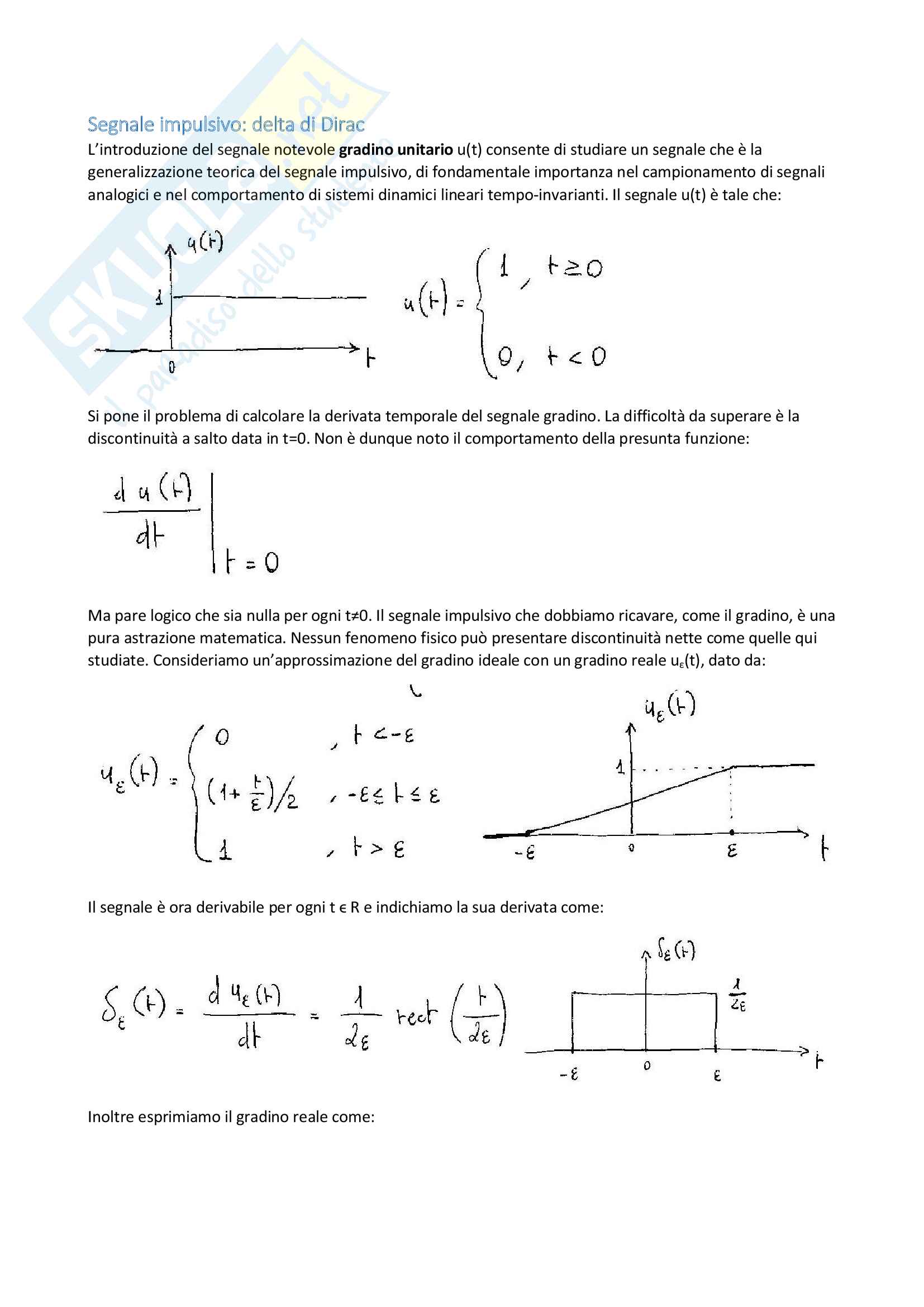 Teoria dei Segnali parte 3: Impulso di Dirac e Teoria dei Sistemi Dinamici Pag. 2