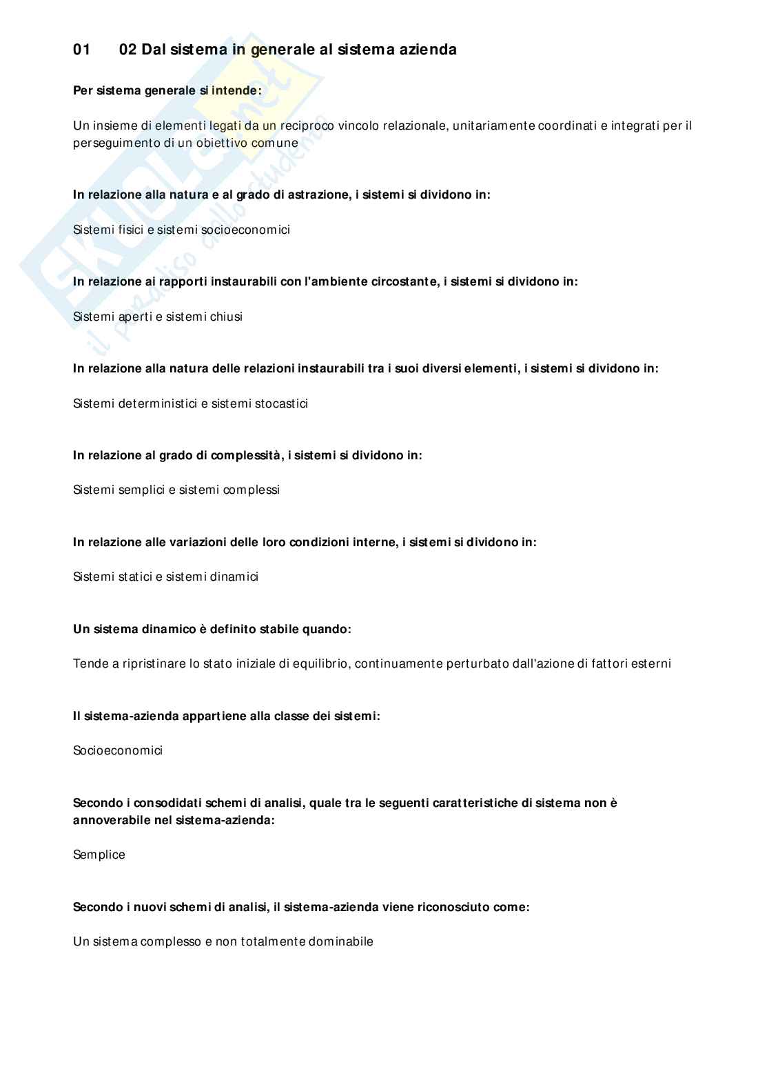 Domande e risposte test fine lezioni di Metodologie e determinazioni quantitative d’azienda Pag. 2