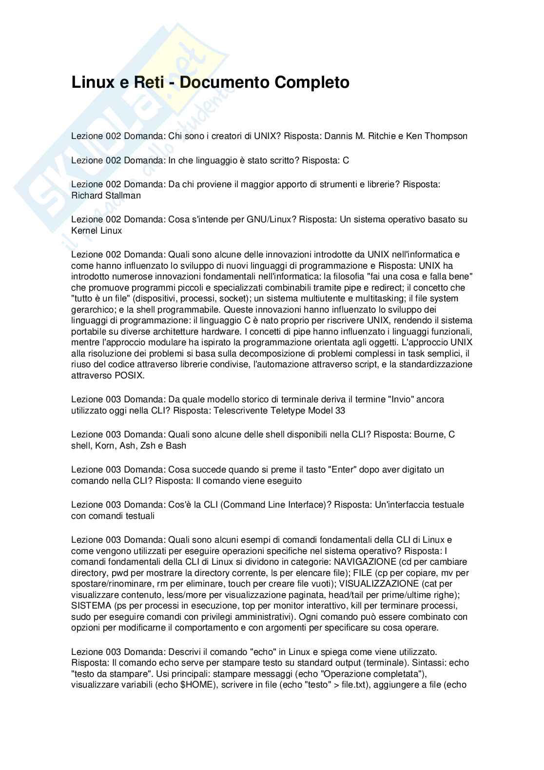 Linux e Reti Pag. 1