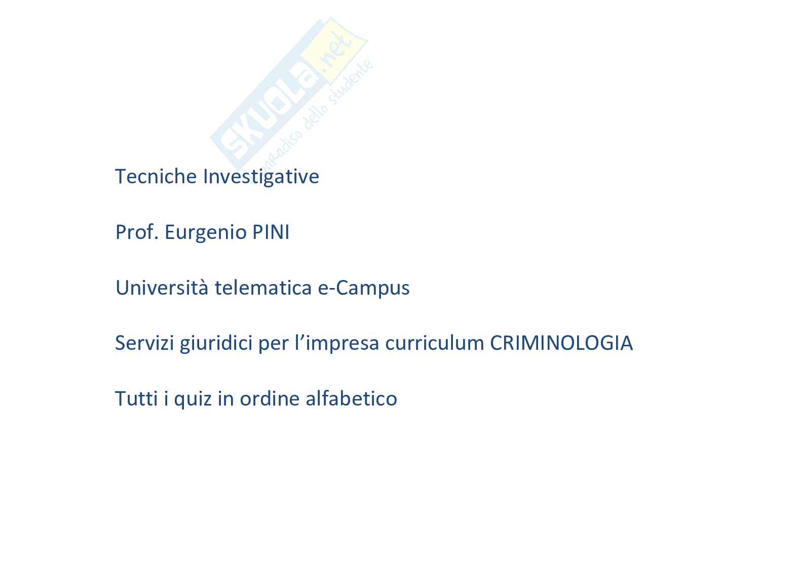 Tecniche investigative - Quiz svolto Pag. 1