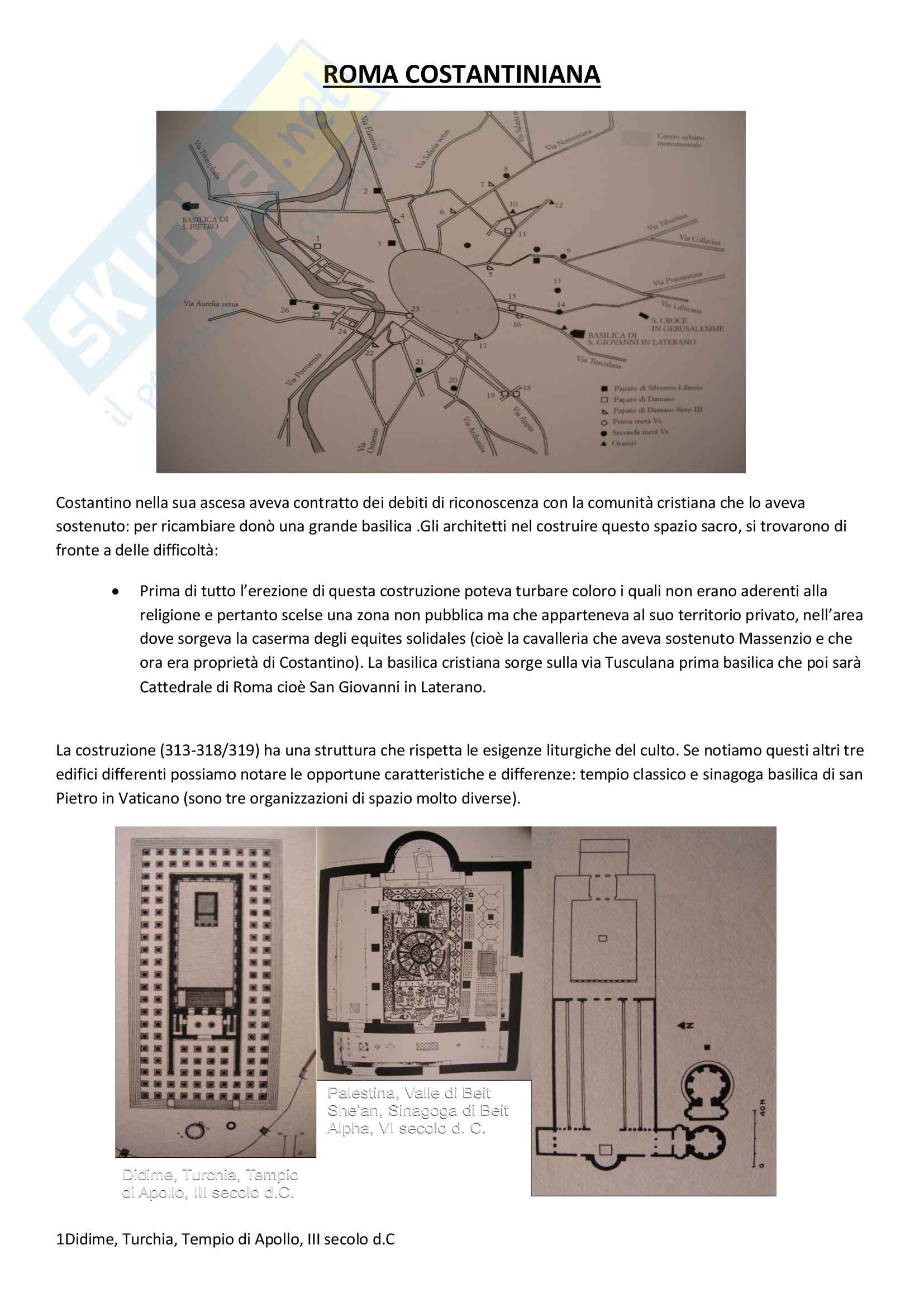 Riassunto su Roma costantiniana, esame Storia dell'arte medievale, prof. Zanichelli, Vaccaro Pag. 1