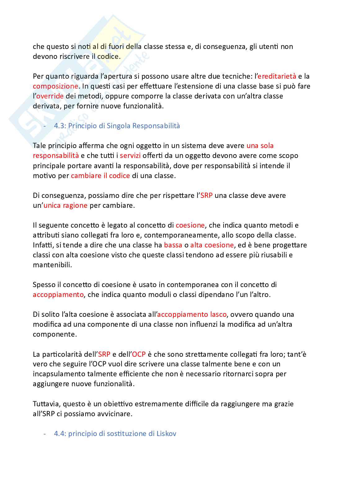 Appunti riassuntivi Programmazione (parte 3, design OO e eccezioni) Pag. 2