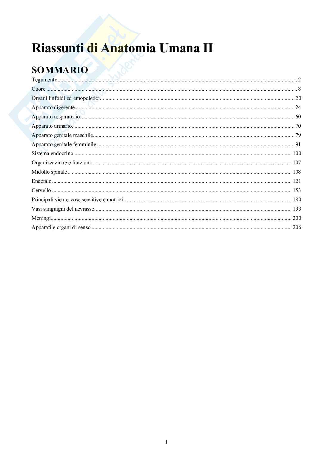 Appunti di Anatomia umana II - Neuroanatomia e organi di senso Pag. 1