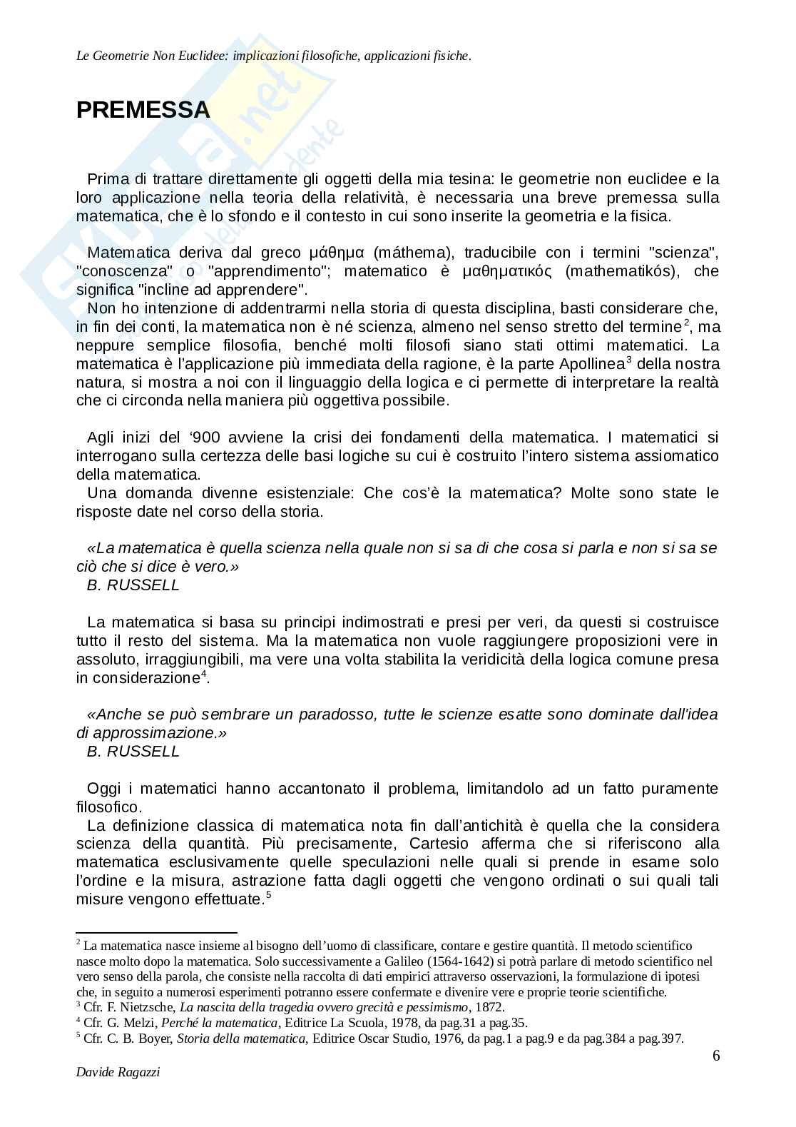Geometrie non euclidee: Implicazioni filosofiche e applicazioni fisiche Pag. 6