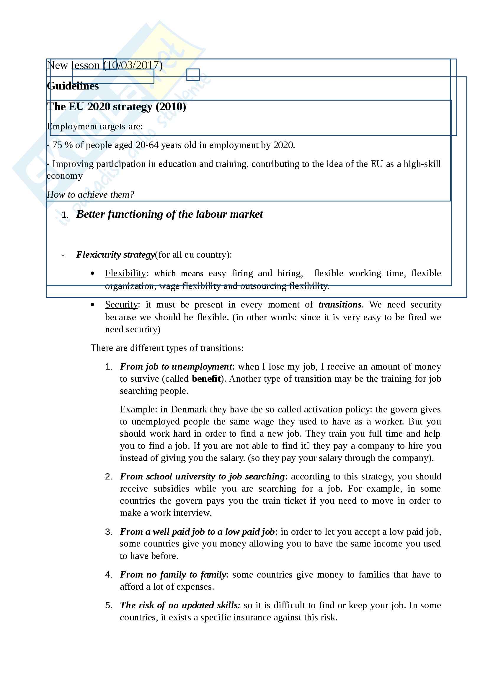 EU guidelines and rules - comparative labour law Pag. 1