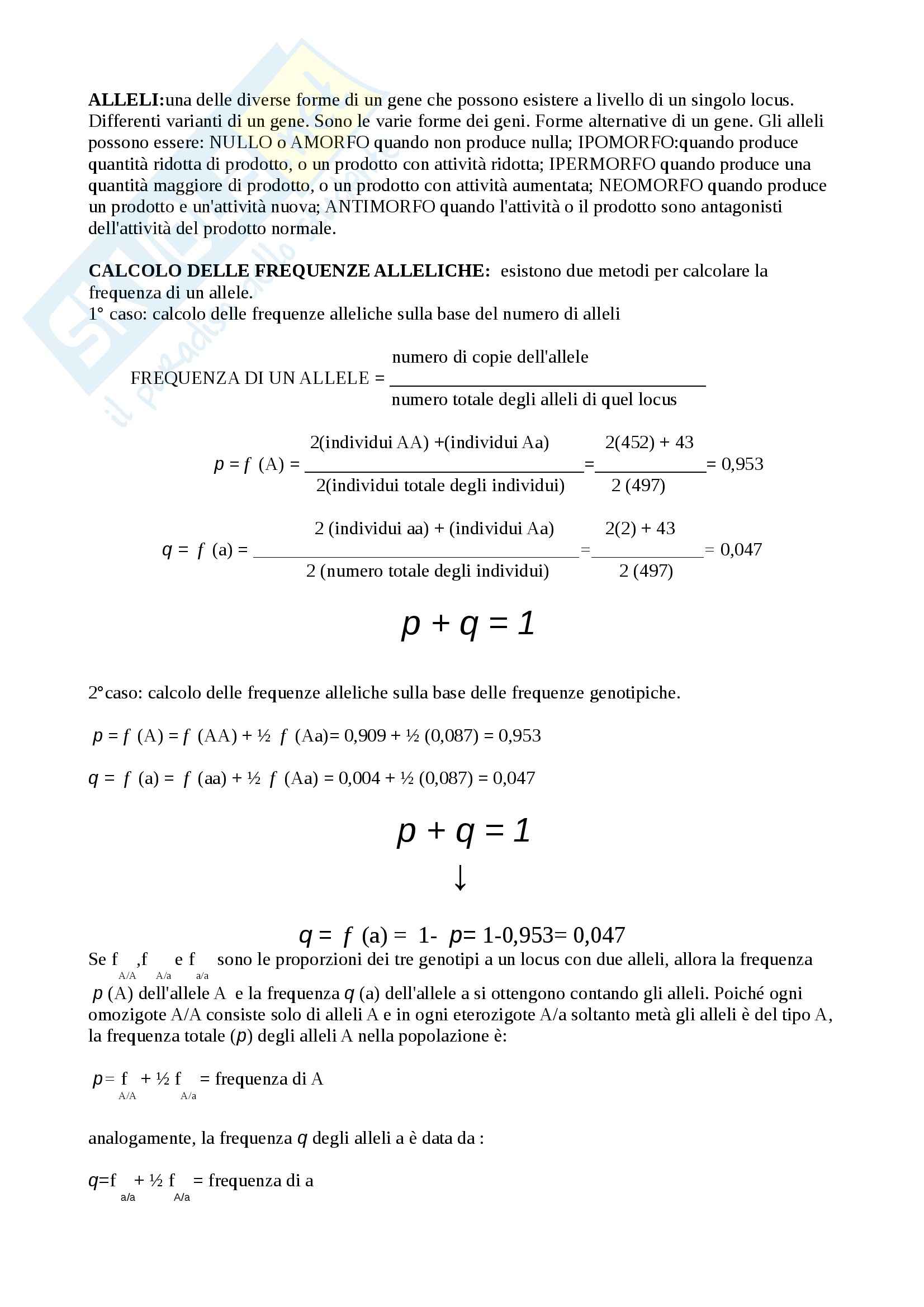Genetica dell'evoluzione - Appunti Pag. 1