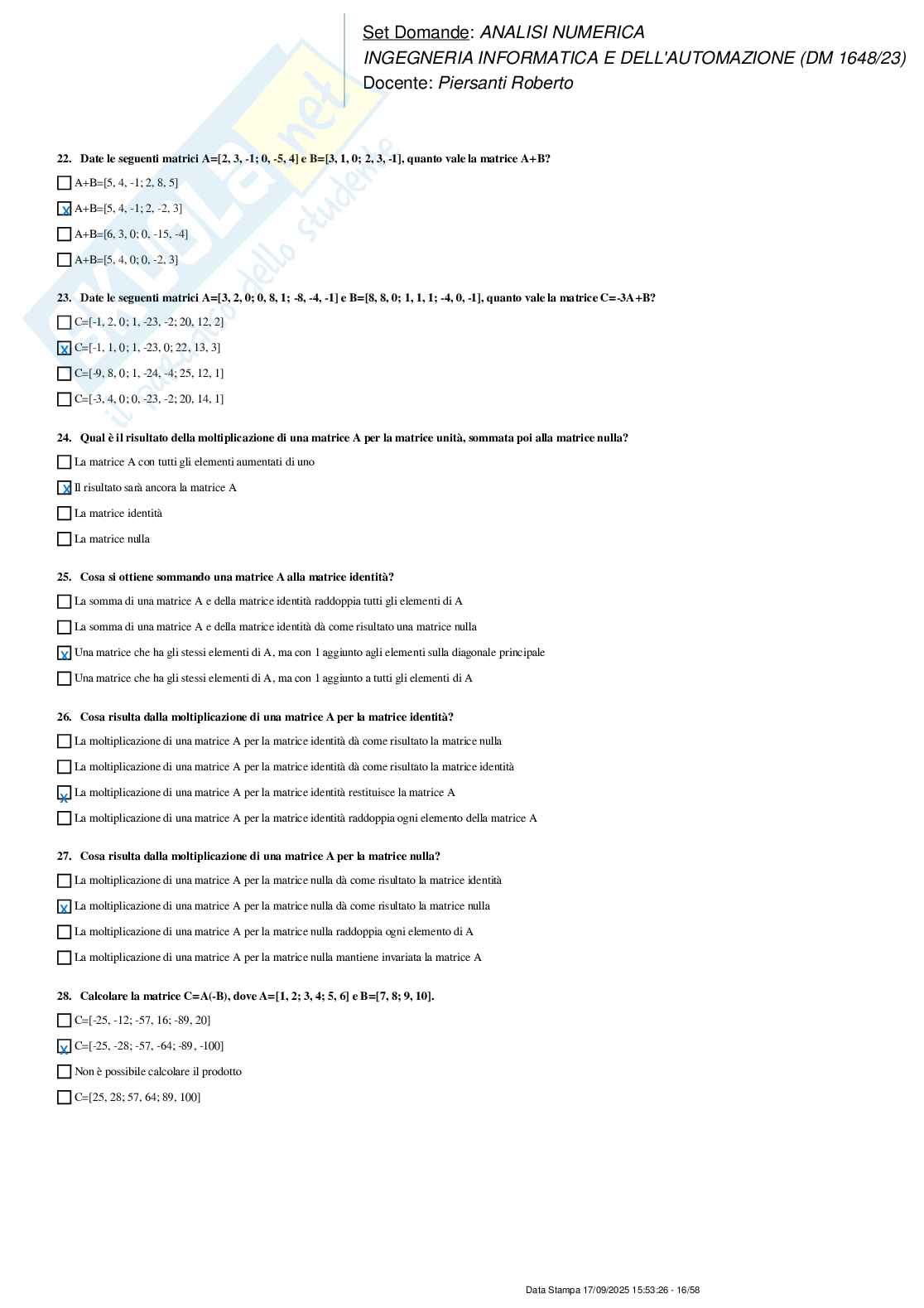 Paniere nuovo (2025) completo di  Analisi numerica Pag. 16