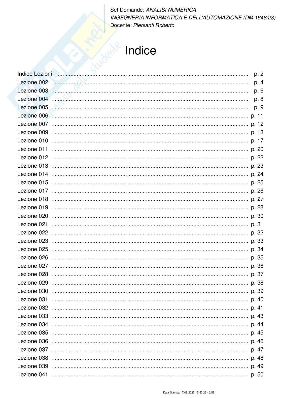 Paniere nuovo (2025) completo di  Analisi numerica Pag. 2
