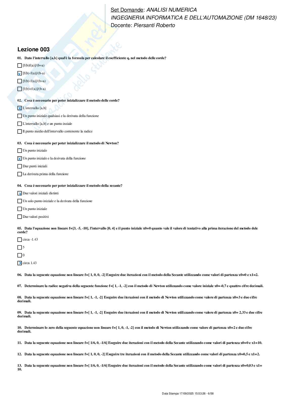 Paniere nuovo (2025) completo di  Analisi numerica Pag. 6