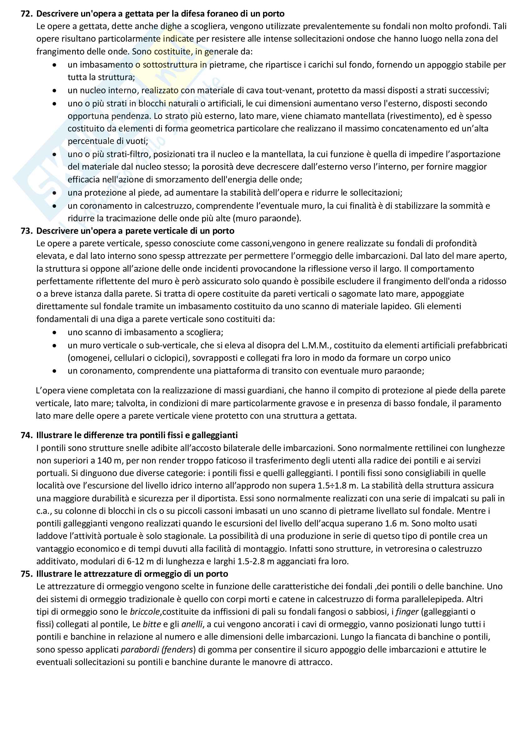 Paniere domande aperte Idraulica marittima e costiera Pag. 21
