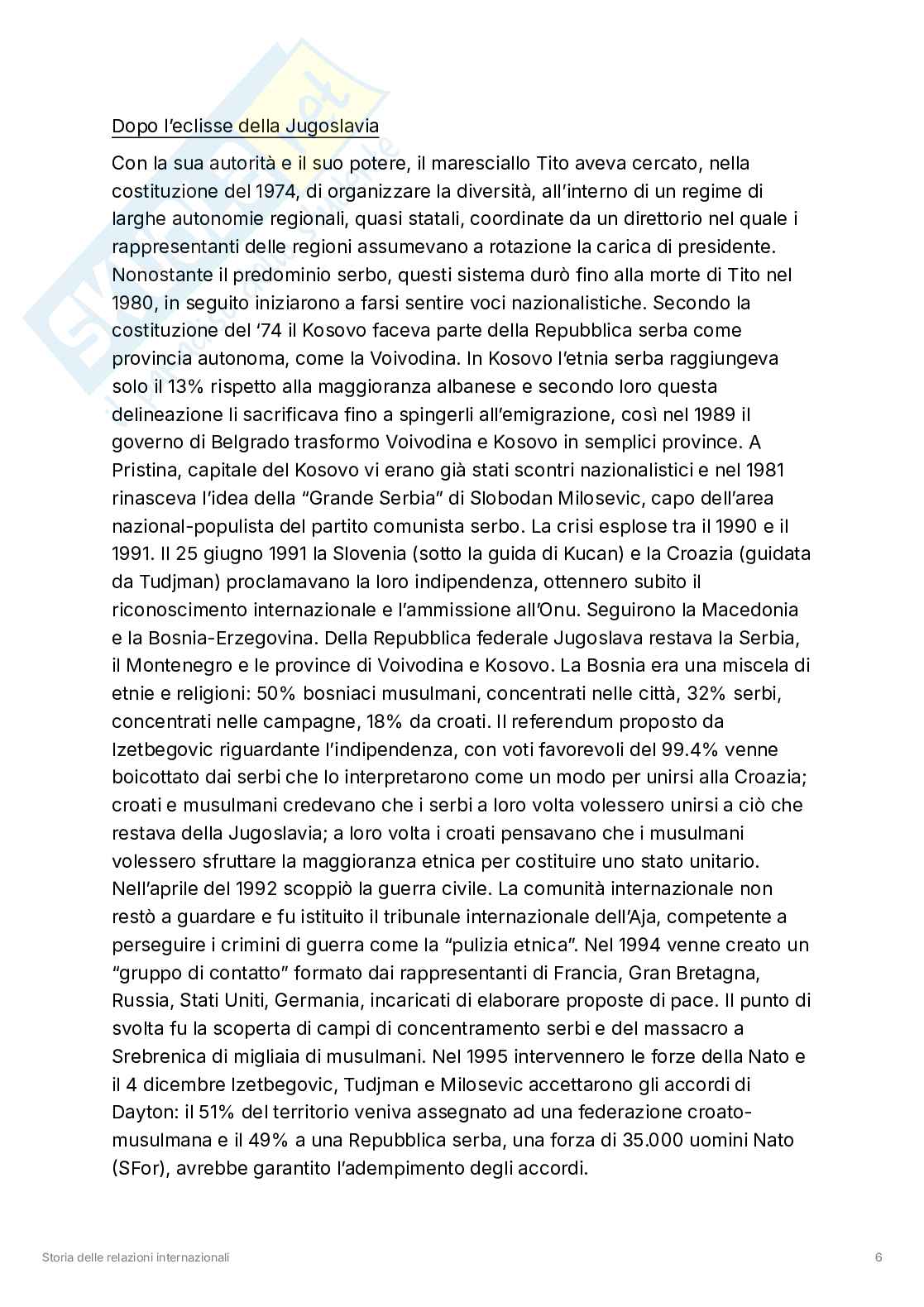 Riassunto esame Storia delle relazioni internazionali, Prof. Turato Fabio, libro consigliato Storia delle relazioni internazionali. Dalla guerra fredda ad oggi, Di Nolfo Pag. 6