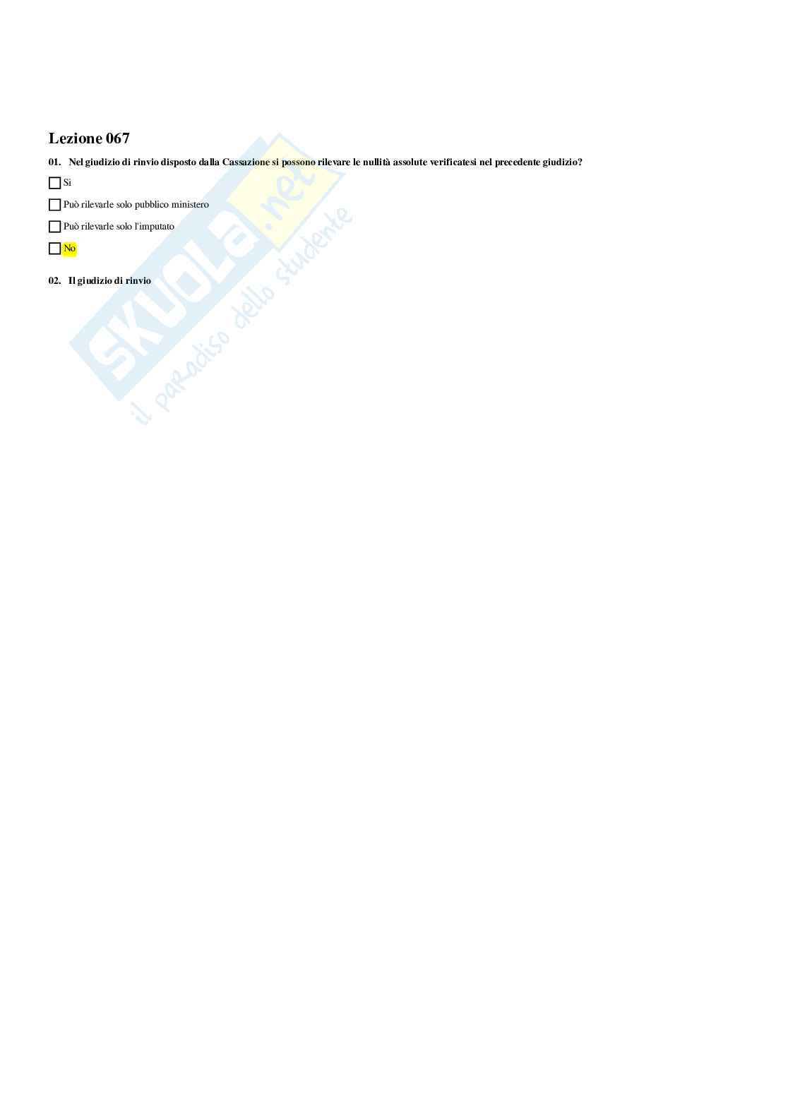 Paniere di diritto processuale penale - risposte multiple Pag. 66