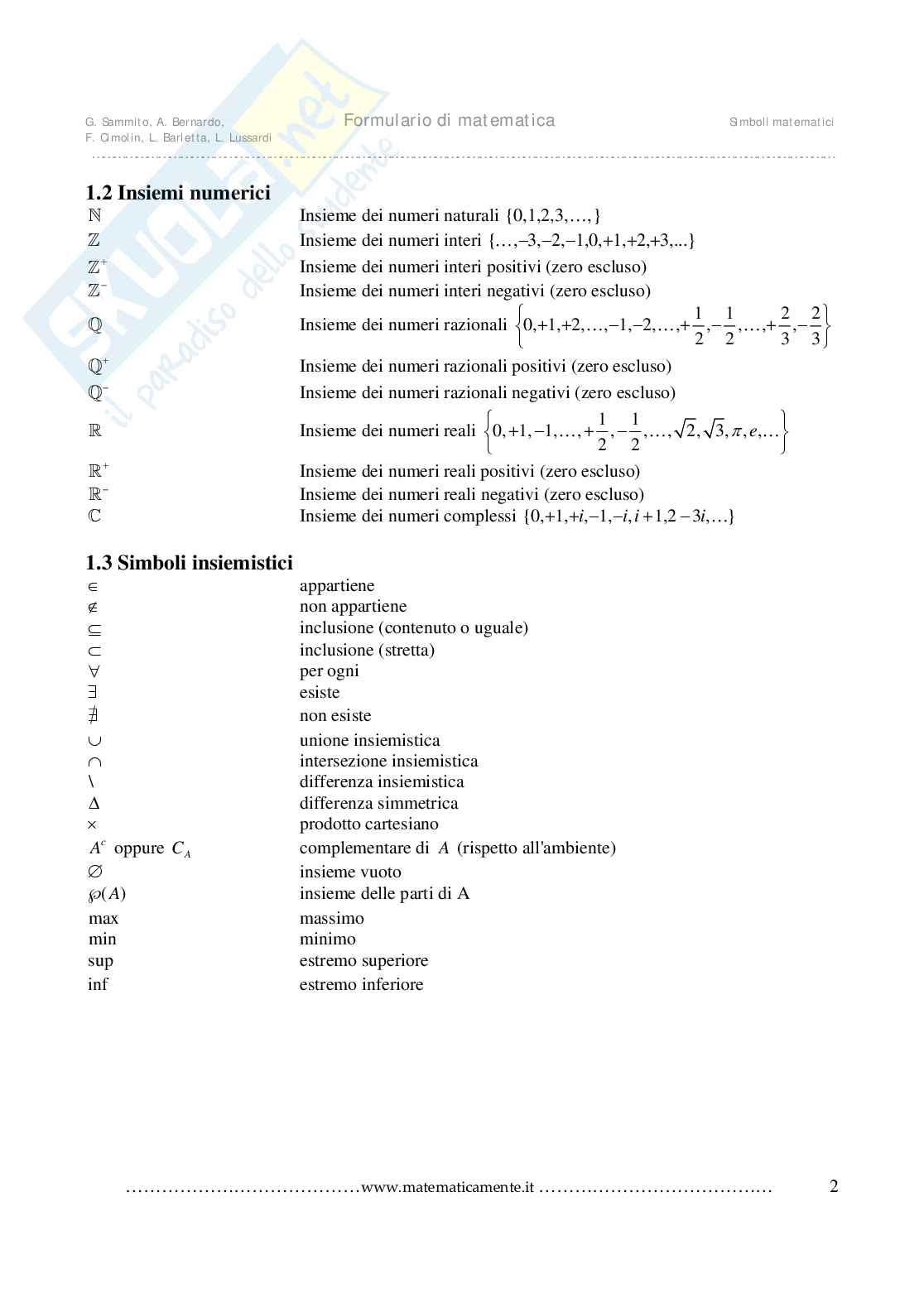 Simboli matematici: quali sono i più utilizzati Pag. 2