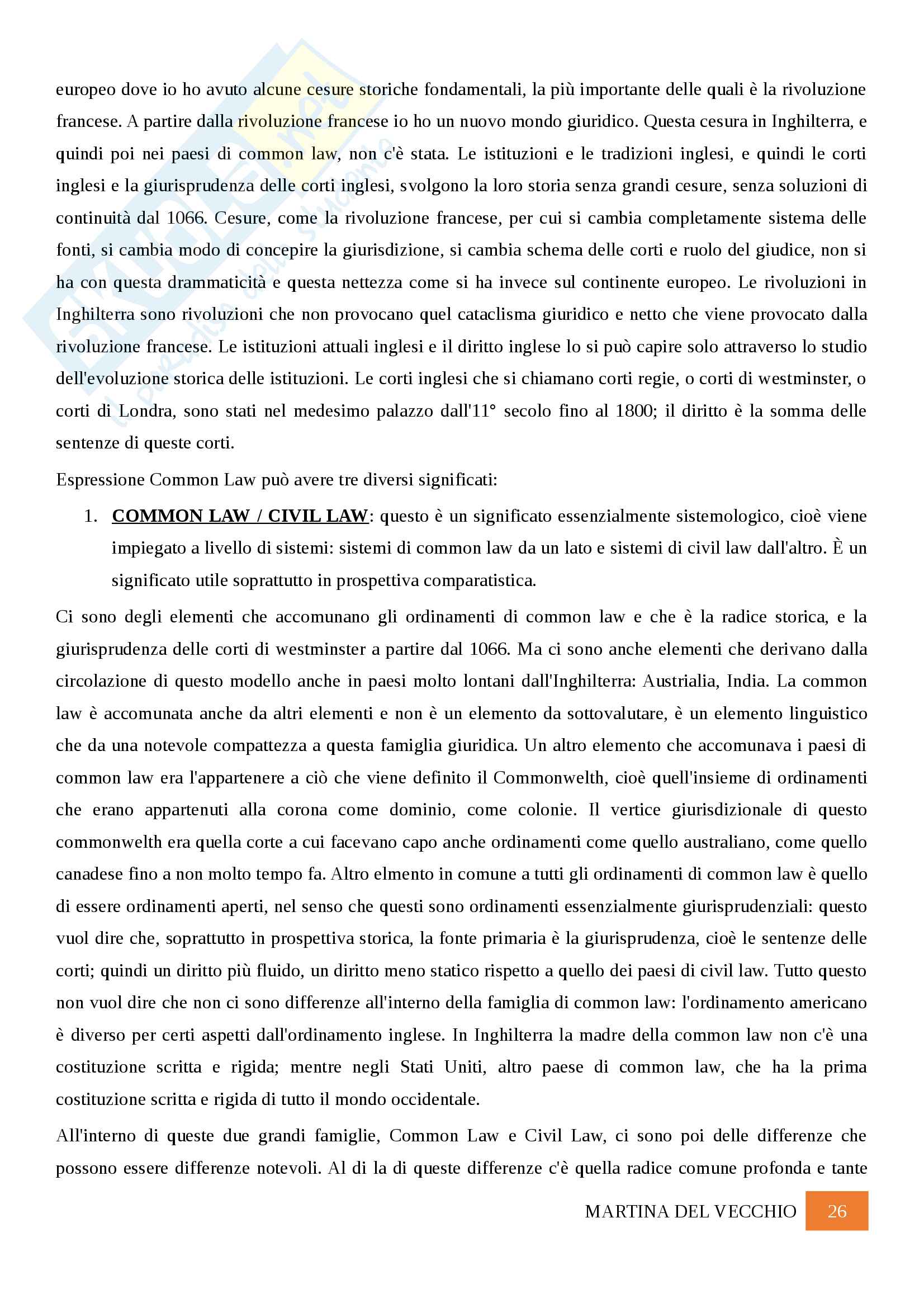 Sistemi giuridici comparati Pag. 26