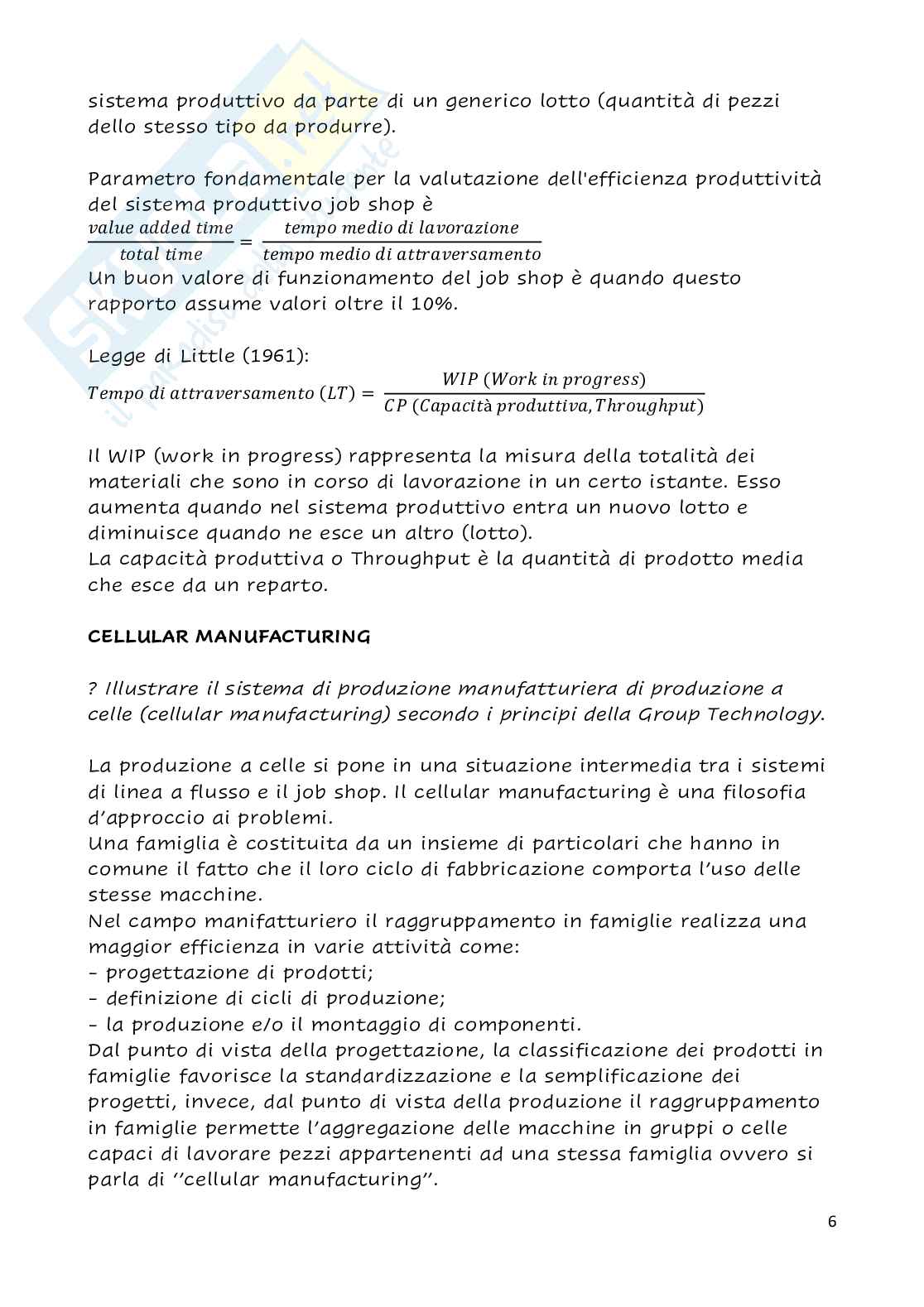 Teoria gestione della produzione Pag. 6